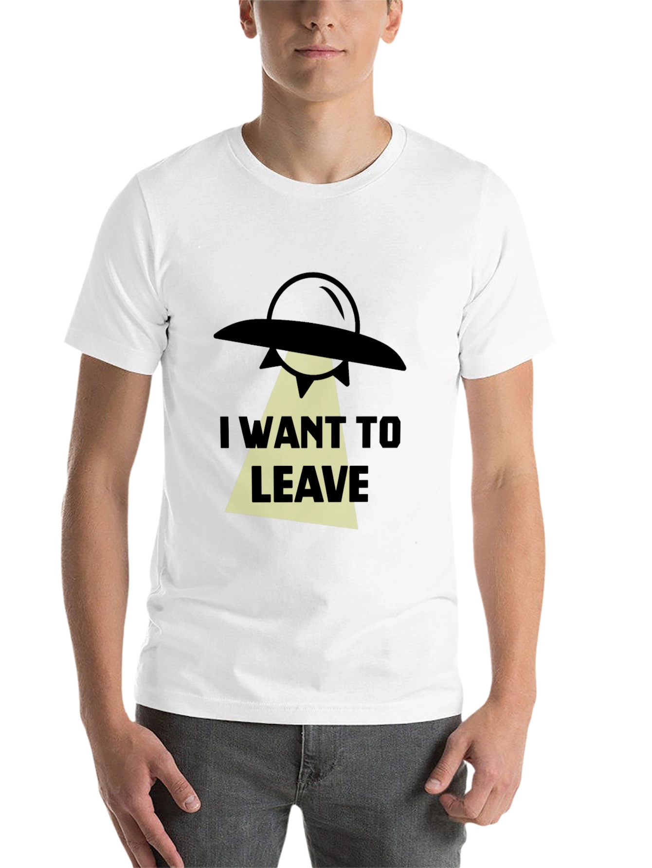 Black I Want To Leave Alien UFO Graphic T-Shirt view 14