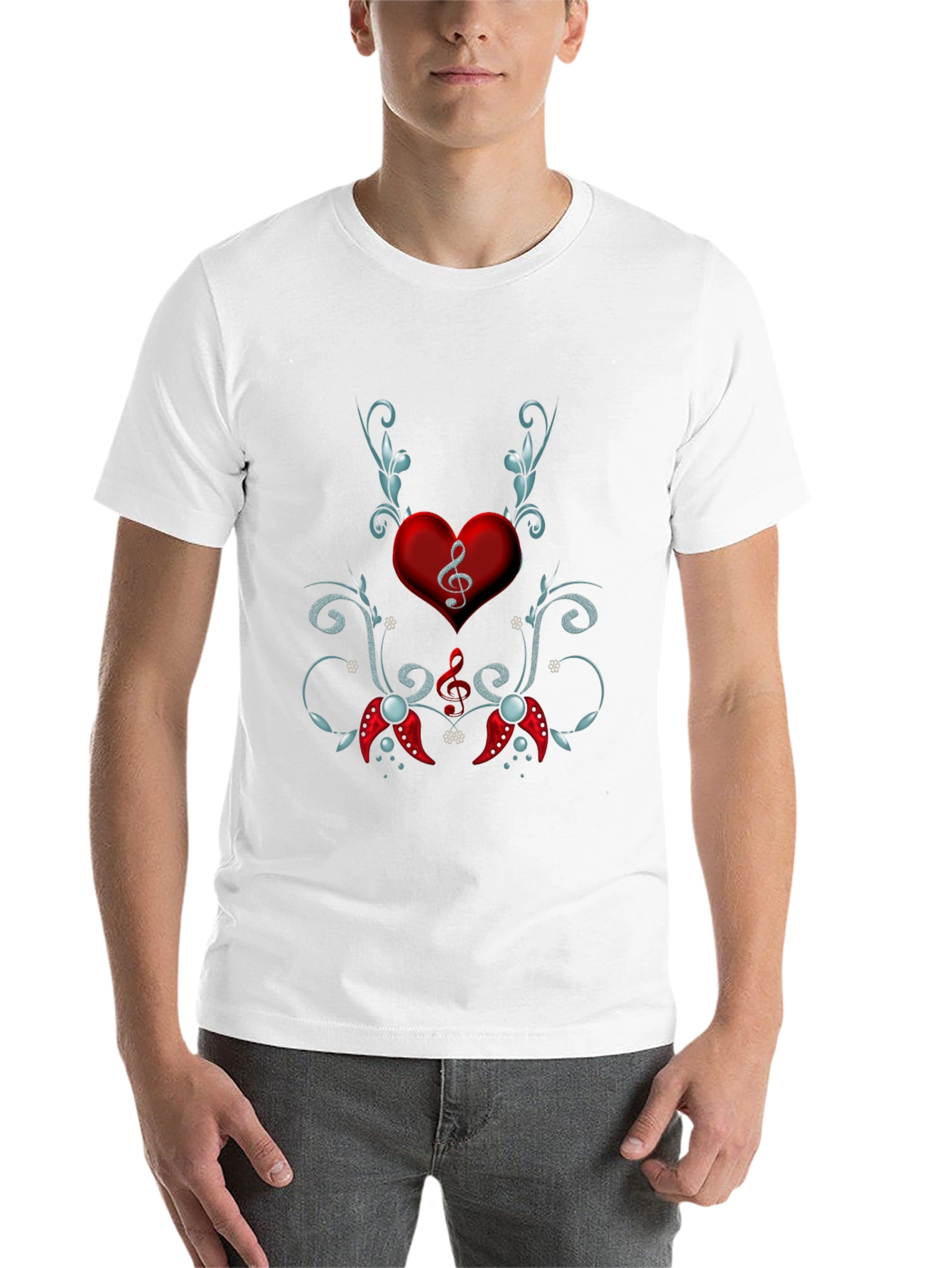 Black Musical Heart Graphic Tee - Black Cotton Blend view 14
