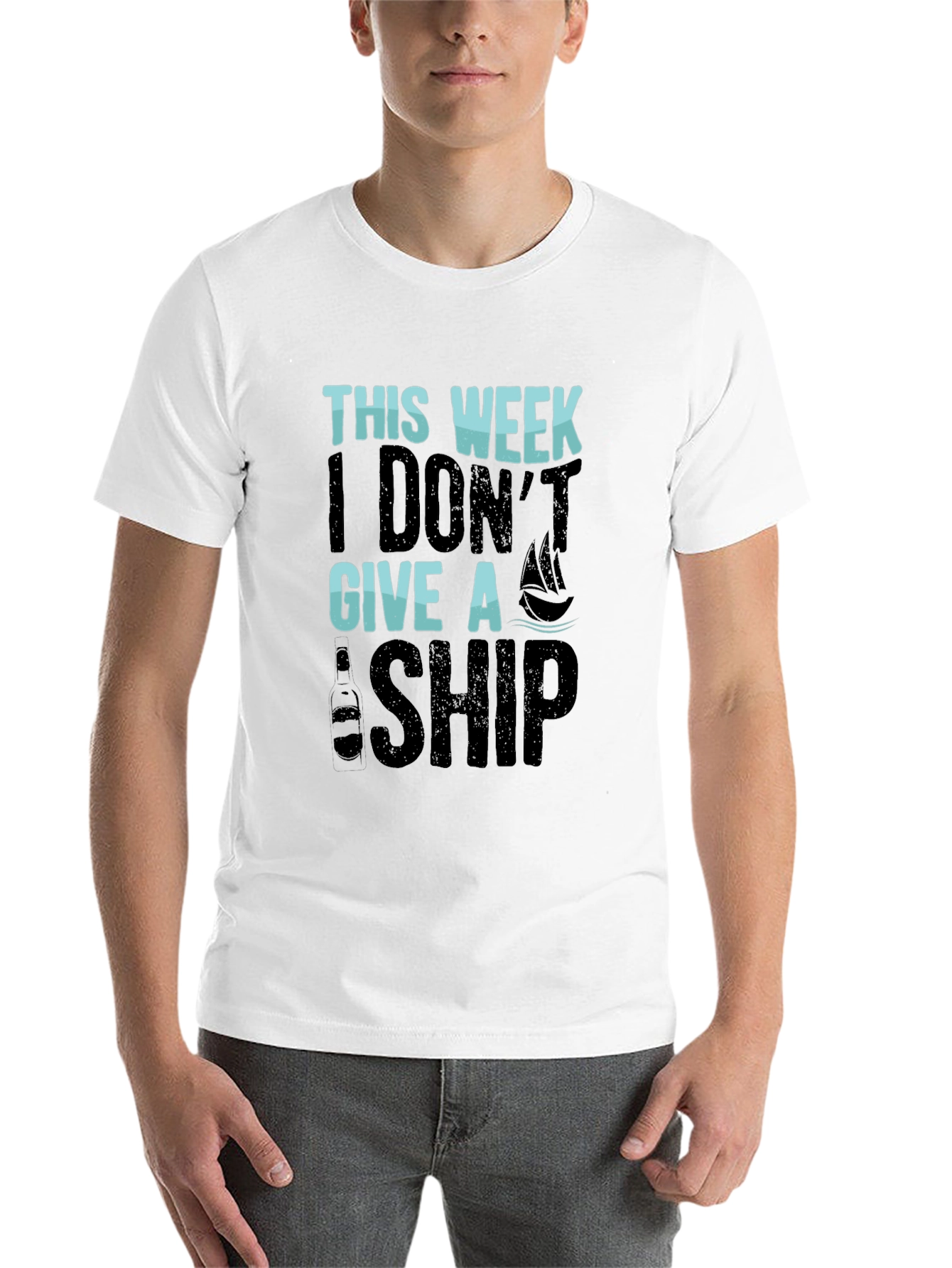 Black Funny "This Week I Don't Give A Ship" Graphic T-Shirt view 14