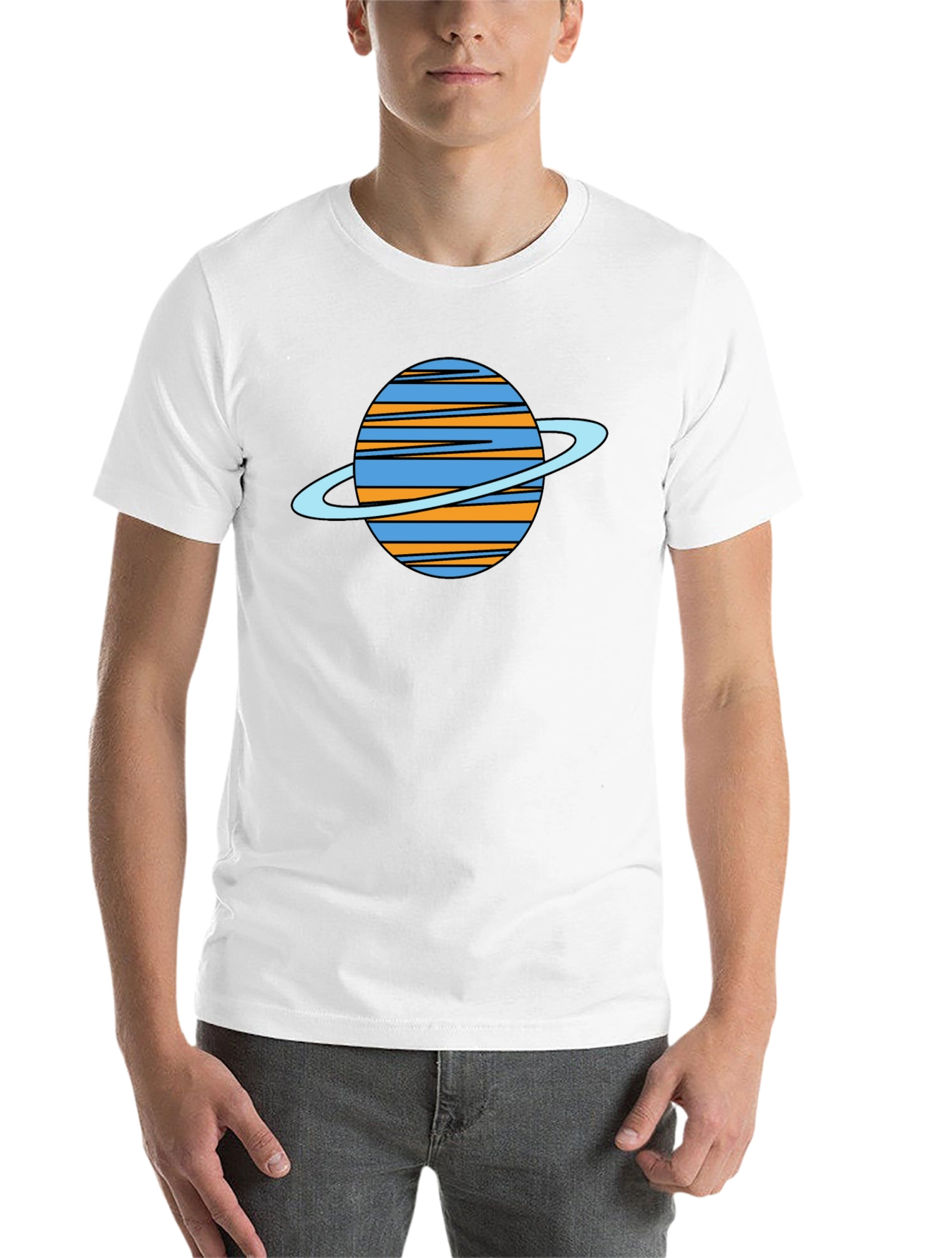 Black Saturn Graphic Black T-Shirt - Trendy Space Tee view 14
