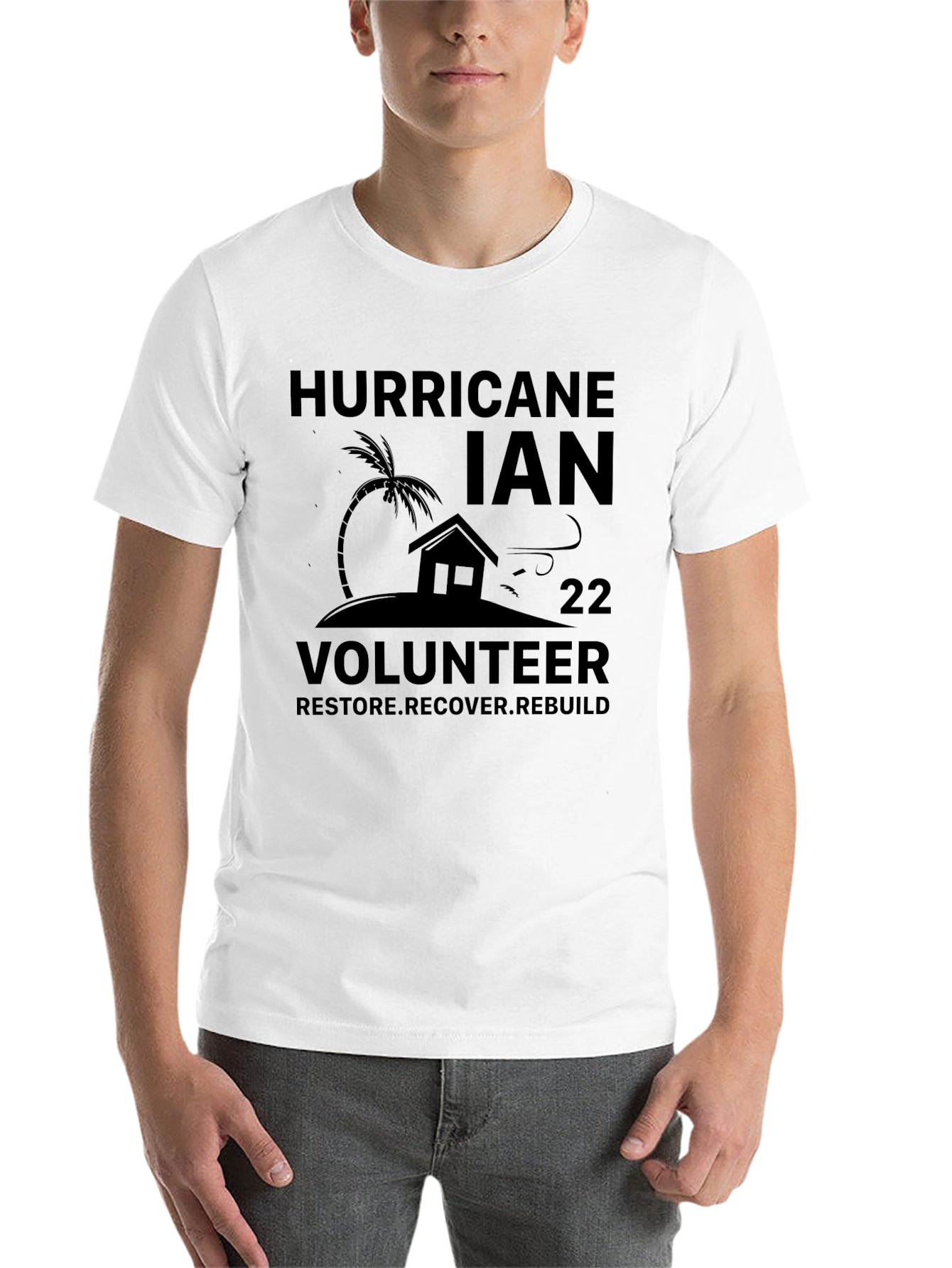 Black Hurricane Ian Volunteer T-Shirt view 14