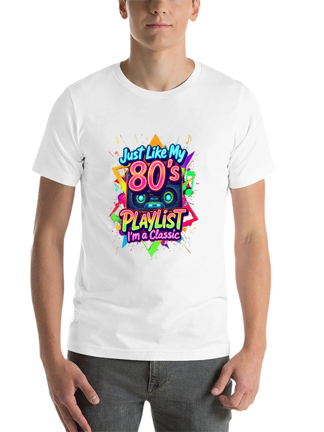 Black 80's Playlist Classic Black T-Shirt view 14
