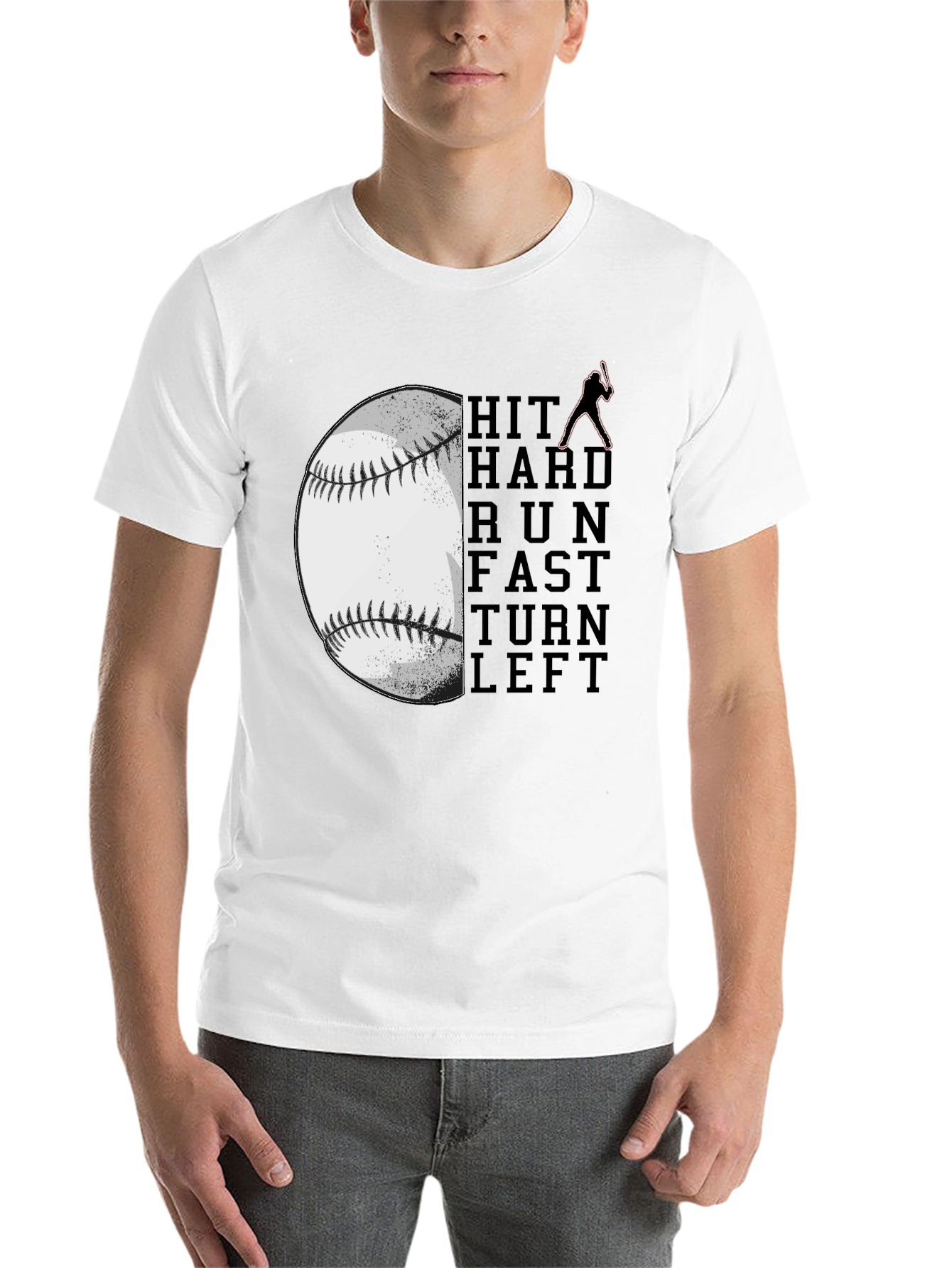 Black Baseball Hit Hard Run Fast T-Shirt view 14