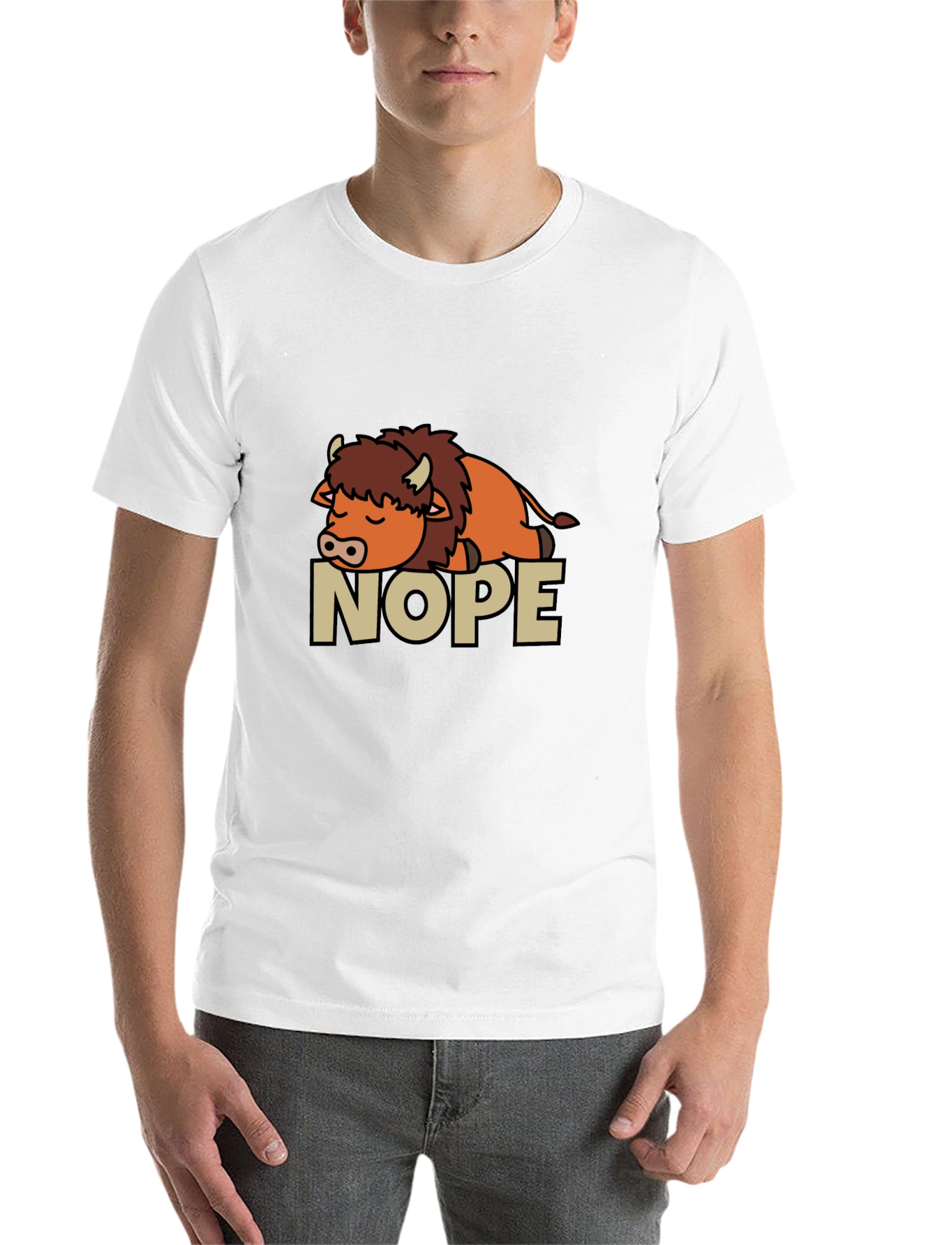 Black Nope Buffalo T-Shirt - Funny Sleepy Bison Tee view 14