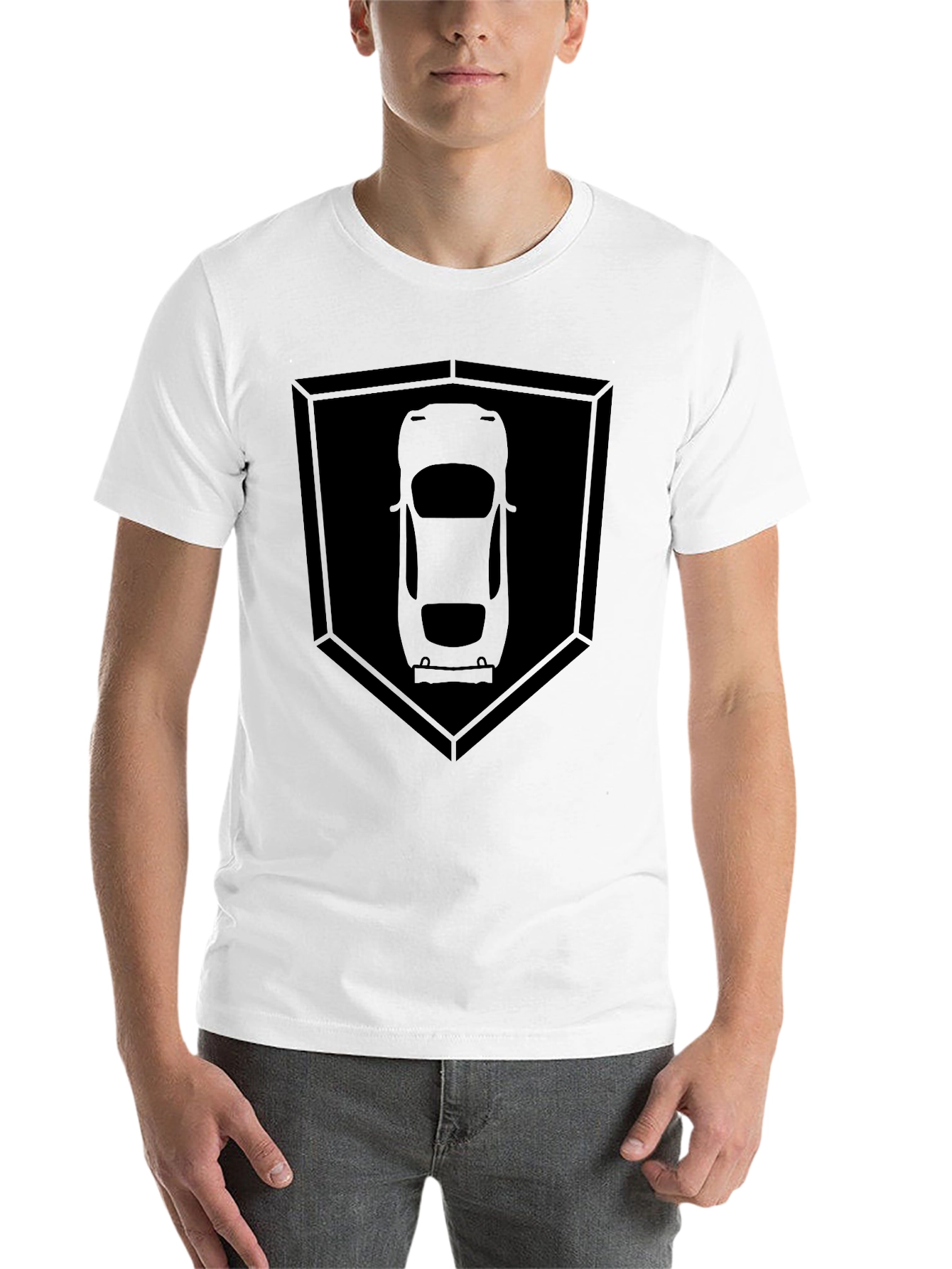 Black Car Silhouette Shield T-Shirt view 14