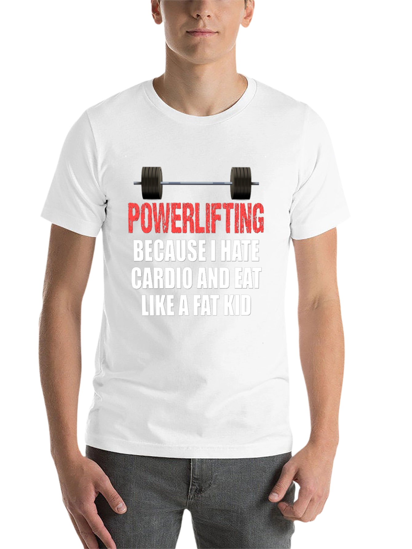 Black Powerlifting Hates Cardio Graphic Tee view 14