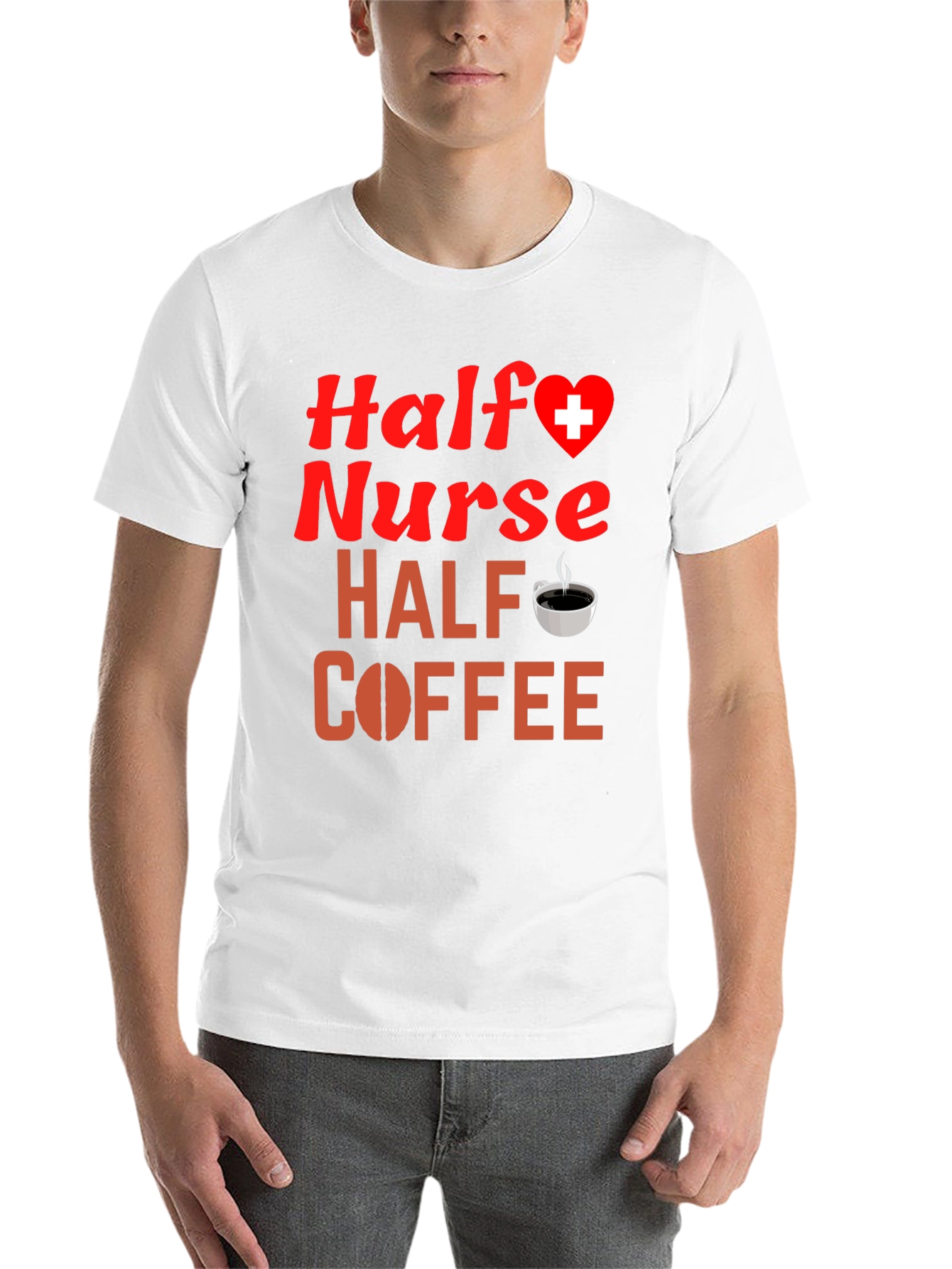 Black Half Nurse Half Coffee Graphic T-Shirt view 14