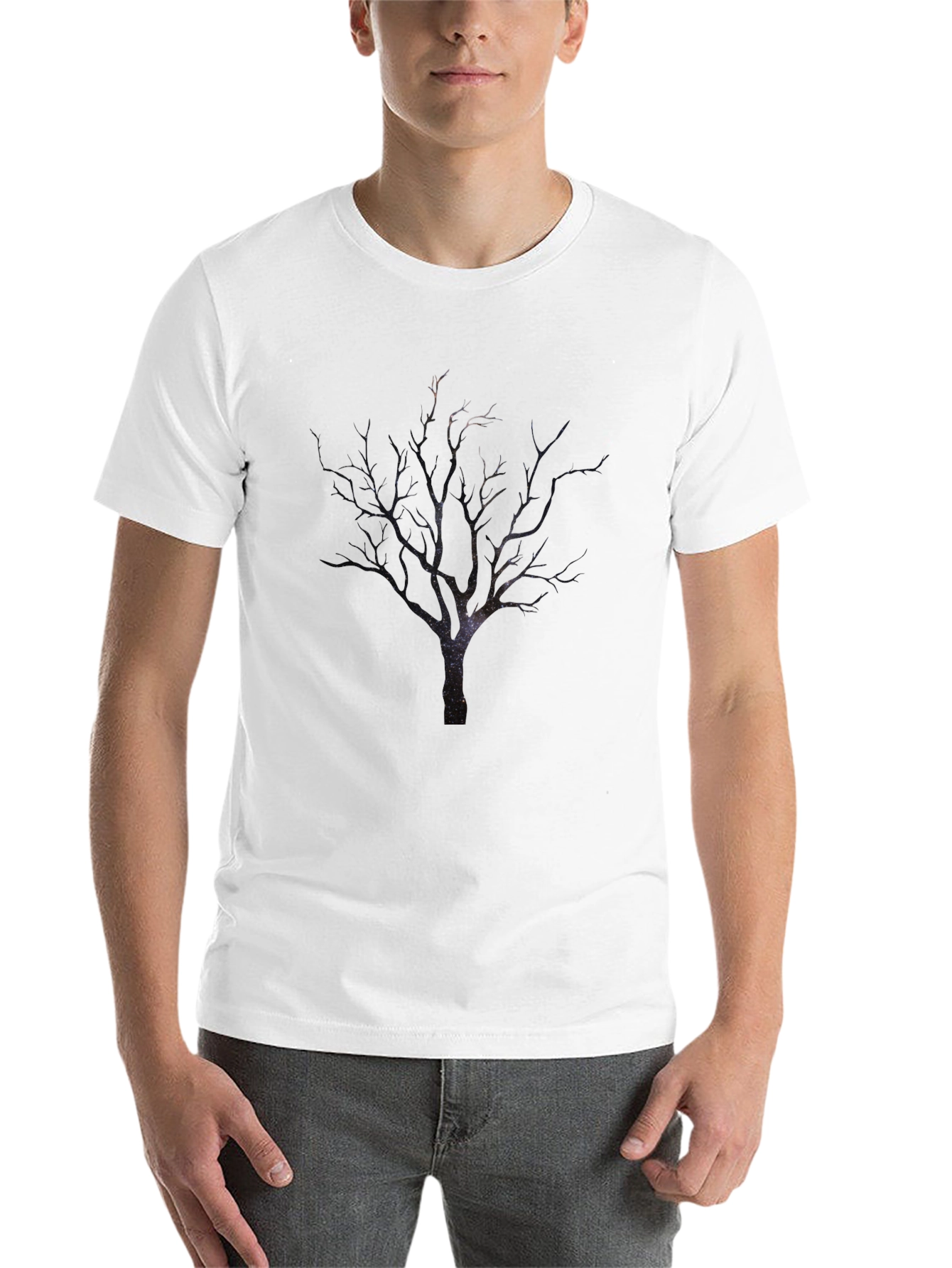 Black Men's Black Tree Print T-Shirt view 14