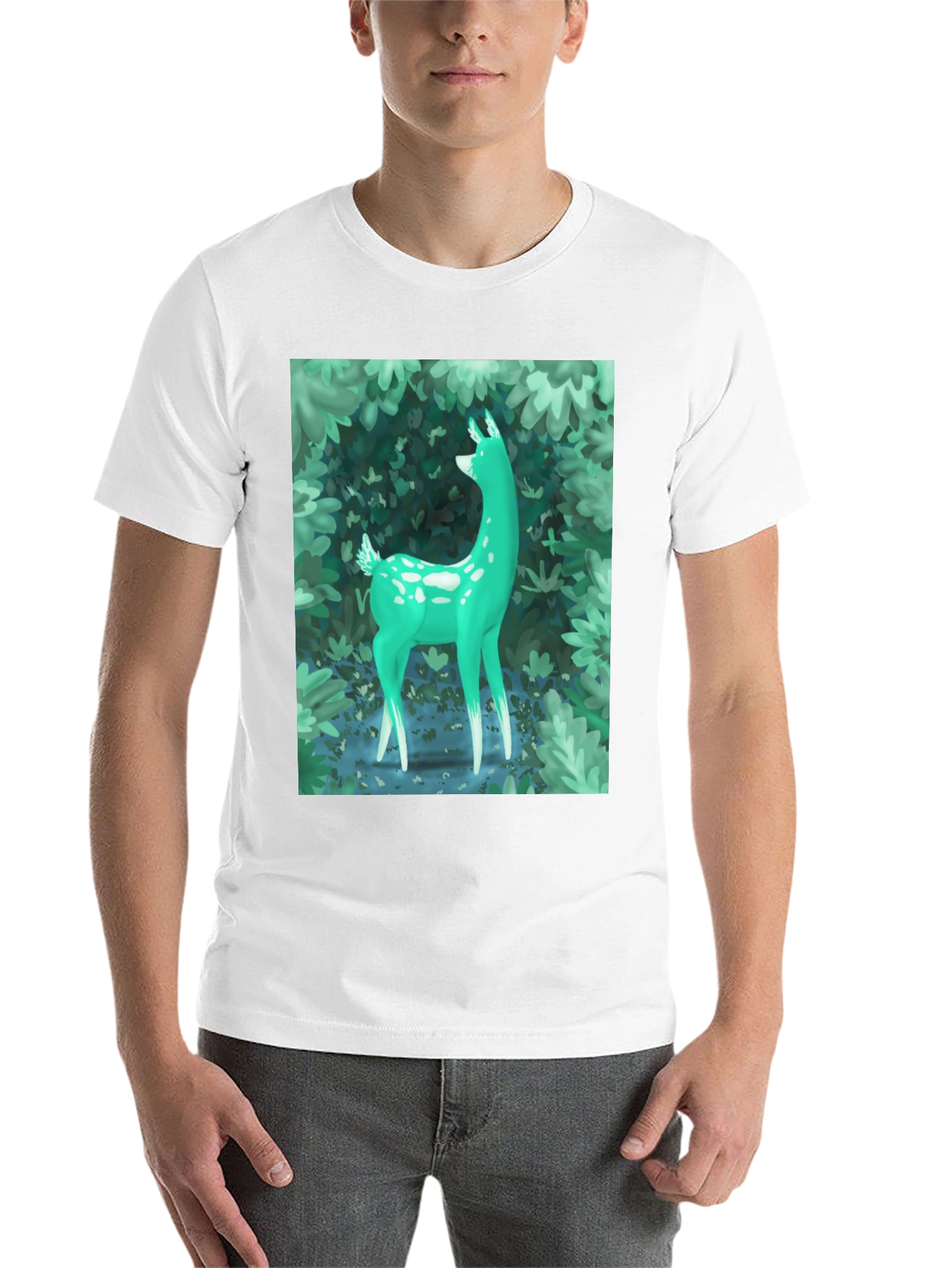 Black Enchanted Forest Deer Graphic Tee - Black view 14