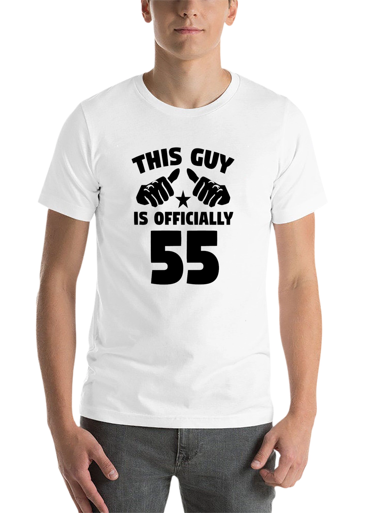 Black This Guy is Officially 55 Black T-Shirt view 14