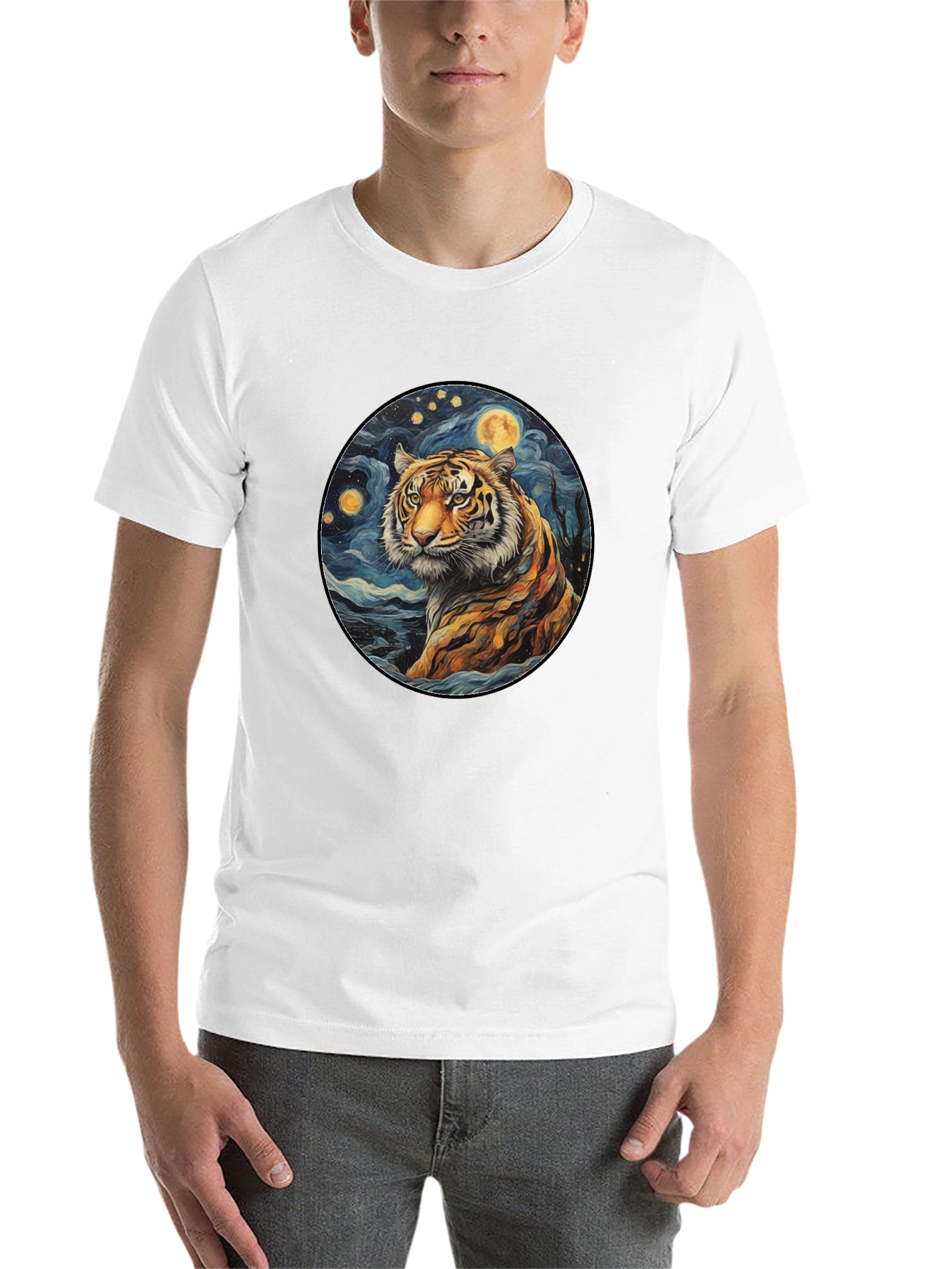 Black Tiger Starry Night Graphic Tee view 14