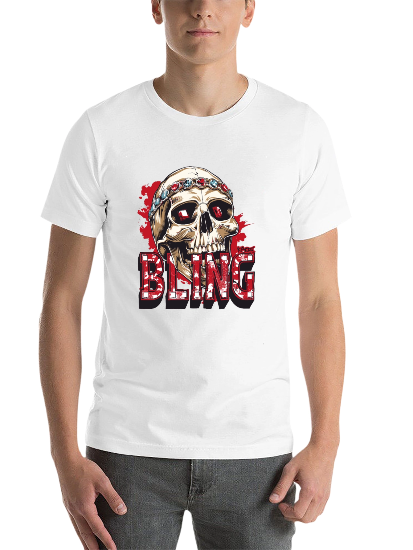 Black Skull Bling Graphic Tee - Mens Fashion view 14