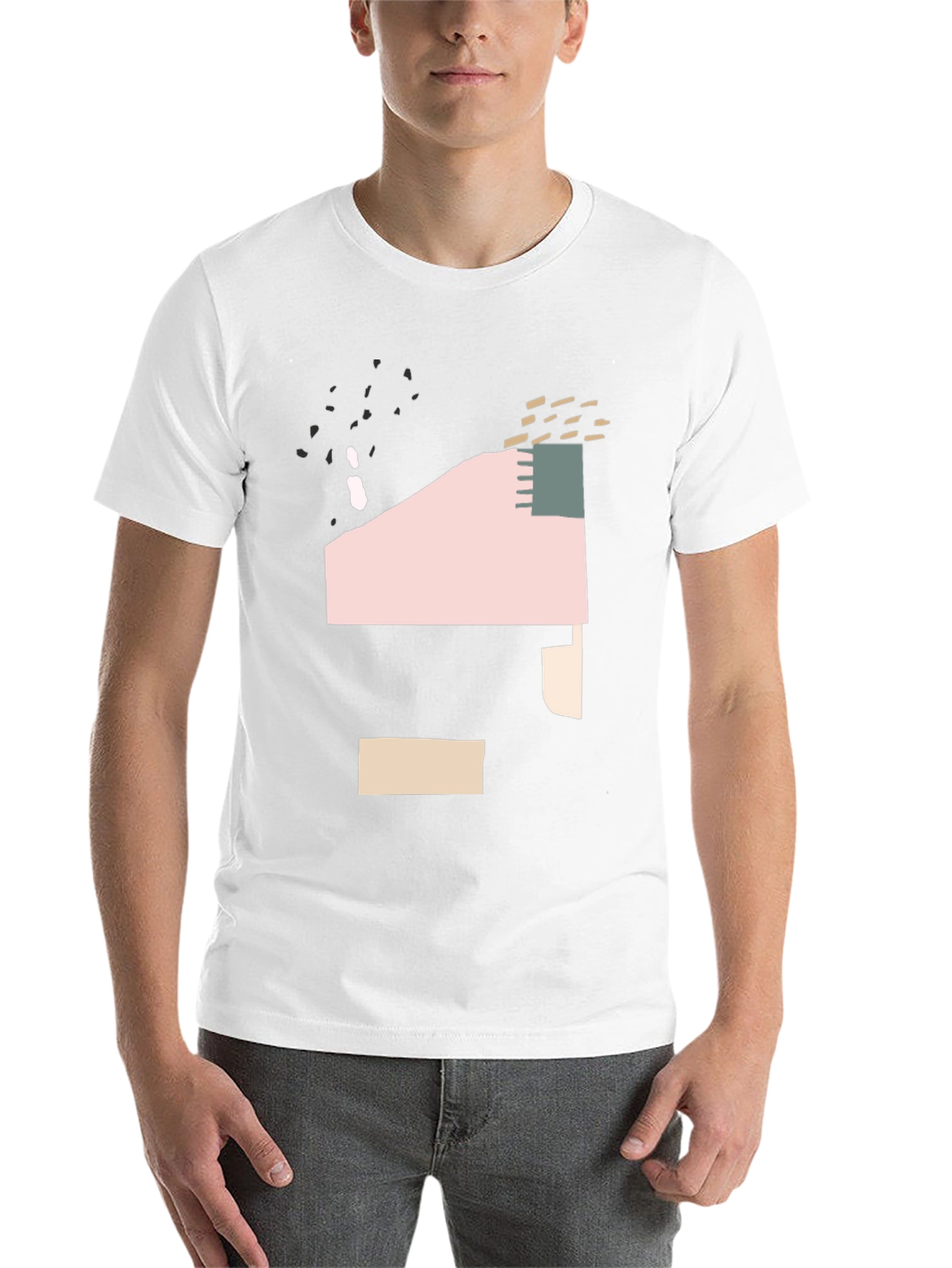 Black Abstract Graphic Print T-Shirt - Modern Art Tee view 14