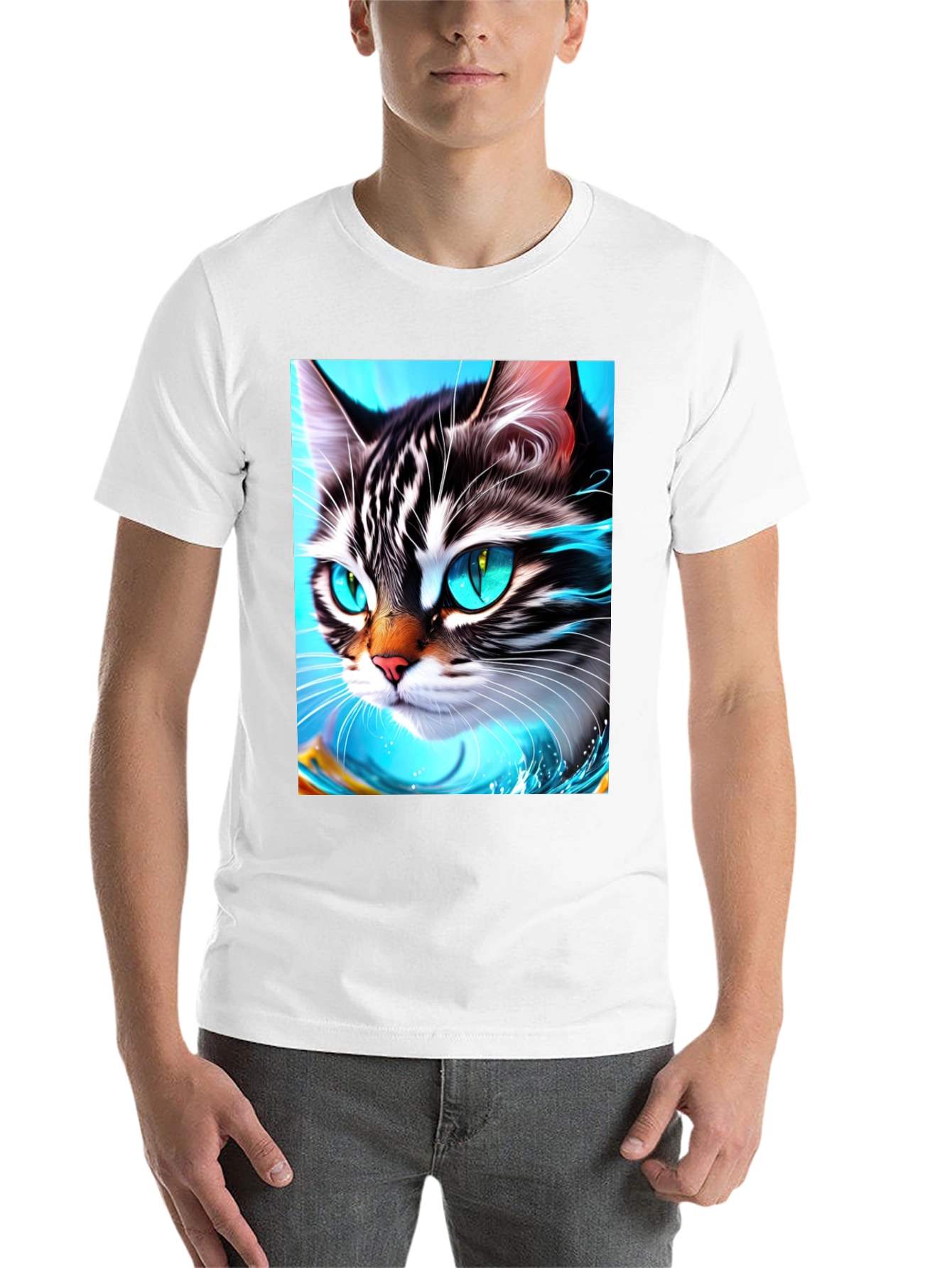 Black Cat Face T-Shirt - Cool Graphic Tee view 14