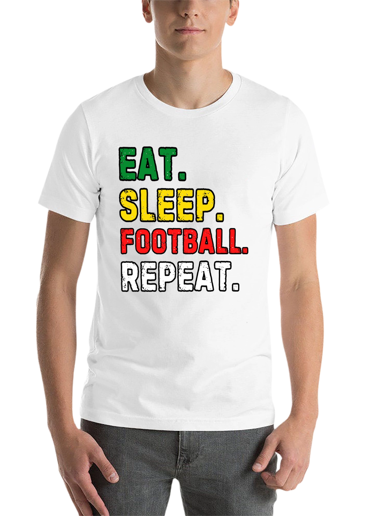 Black Eat Sleep Football Repeat Black T-Shirt view 14