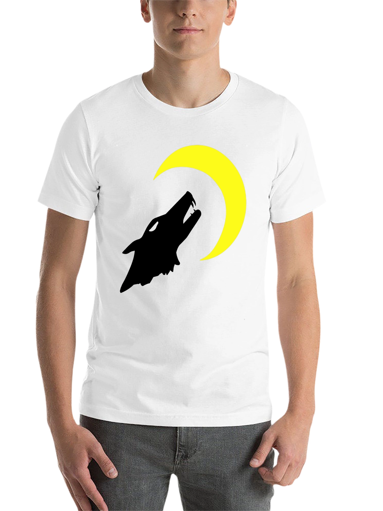 Black Wolf Moon Graphic T-Shirt - Black Cotton Tee view 14