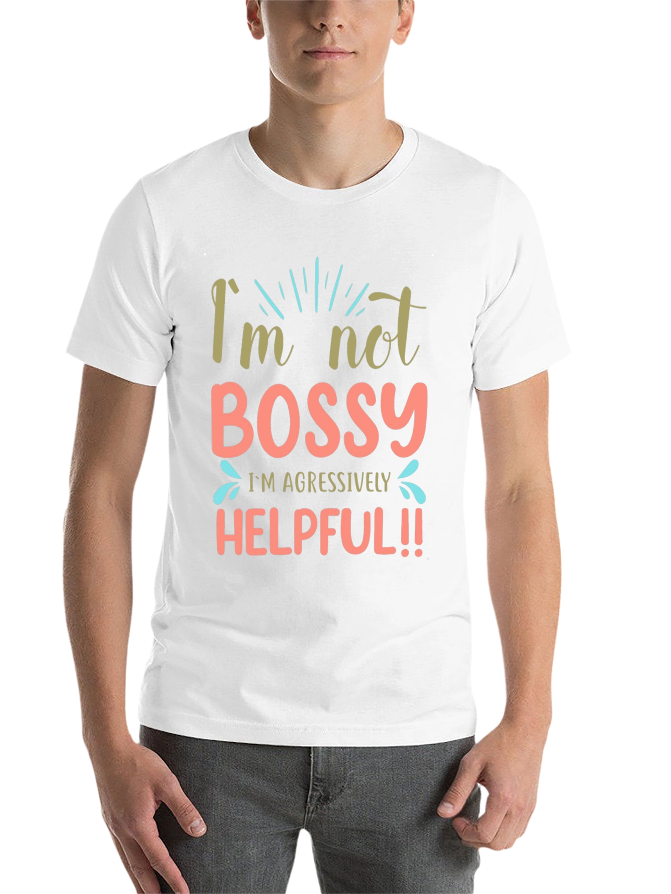Black I'm Not Bossy Aggressively Helpful Black T-Shirt view 14