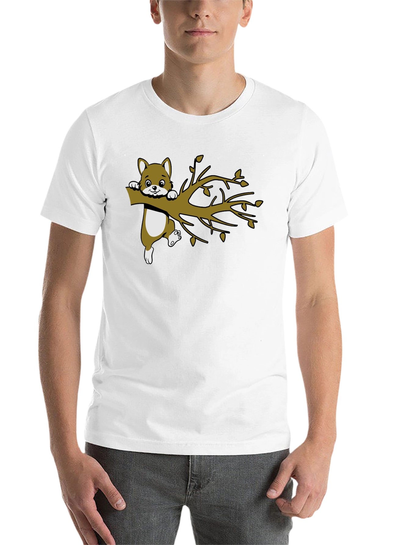 Black Cute Squirrel on Branch Graphic T-Shirt view 14