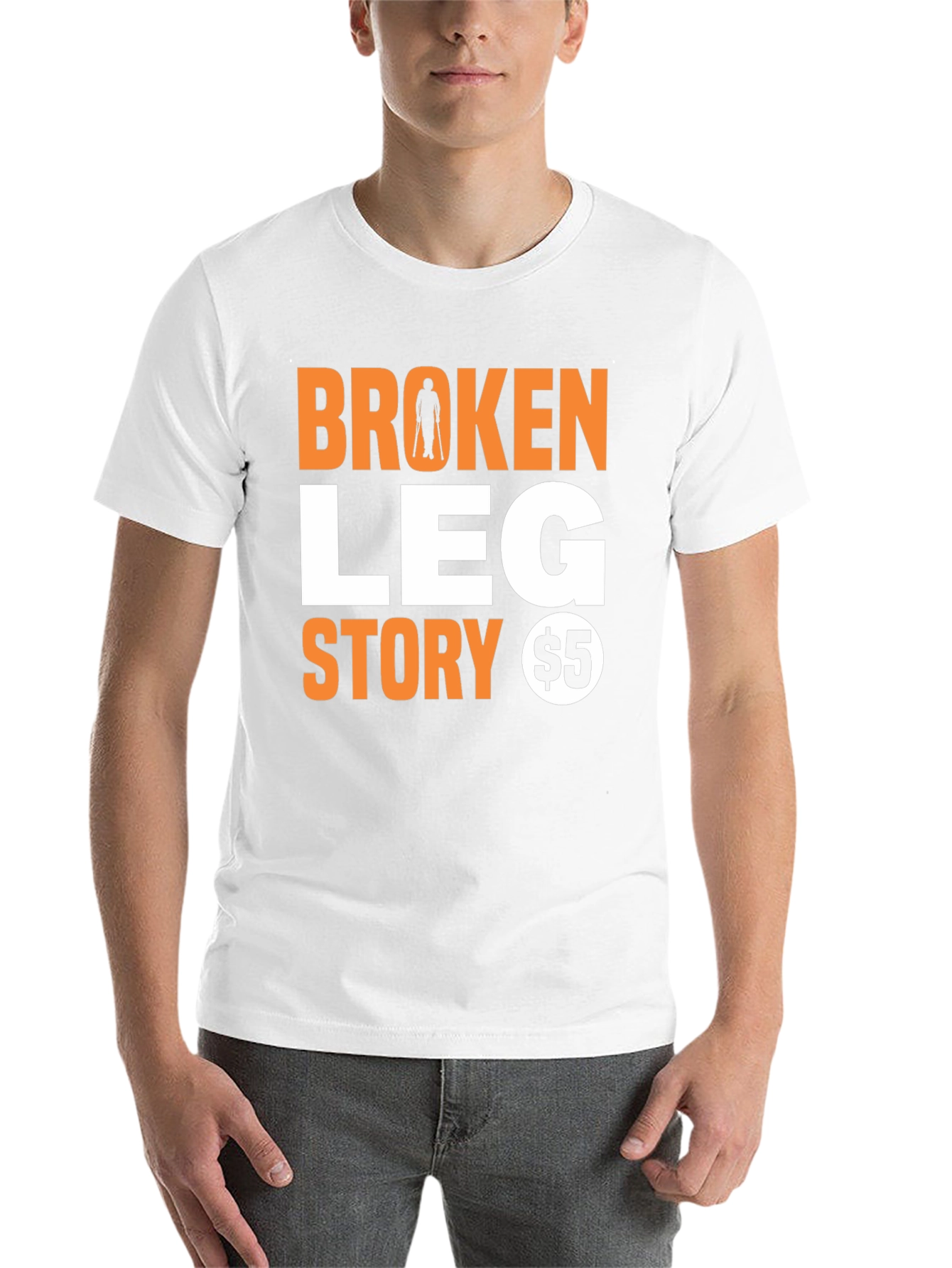 Black Broken Leg Story T-Shirt - Humorous Novelty Tee view 14