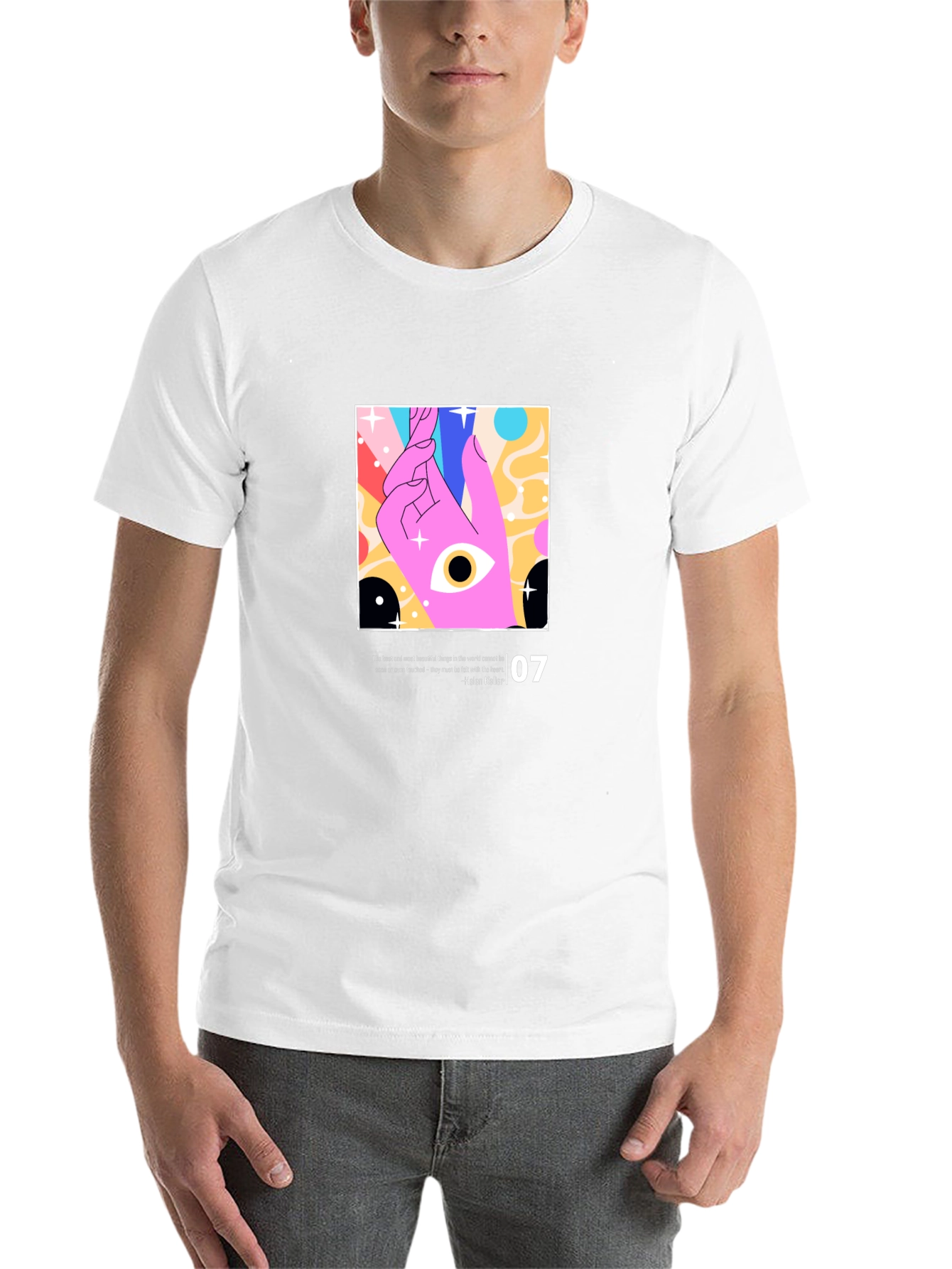 Black Modern Graphic T-Shirt - Artistic Eye Design view 14