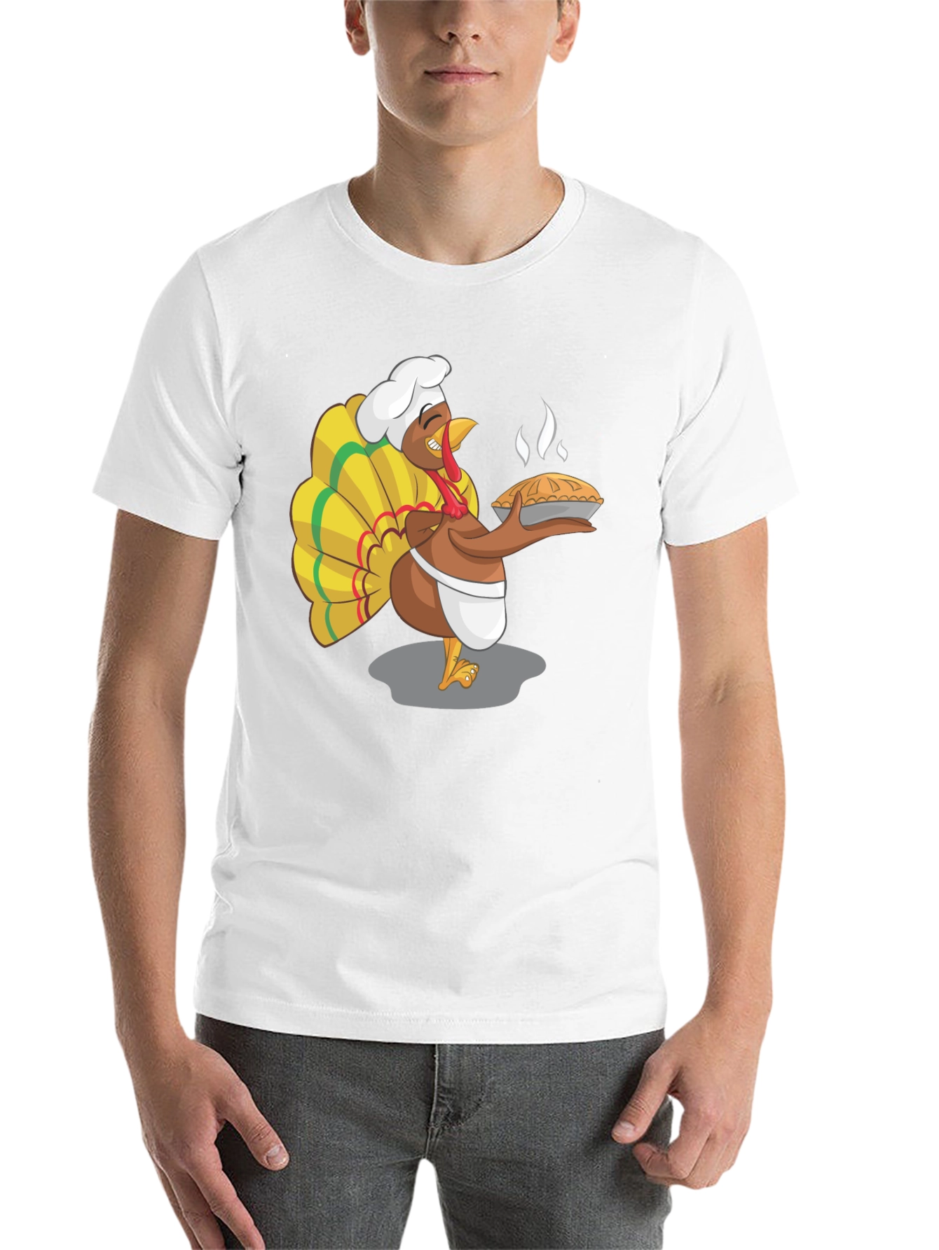 Black Funny Turkey Chef Pie Graphic T-Shirt view 14