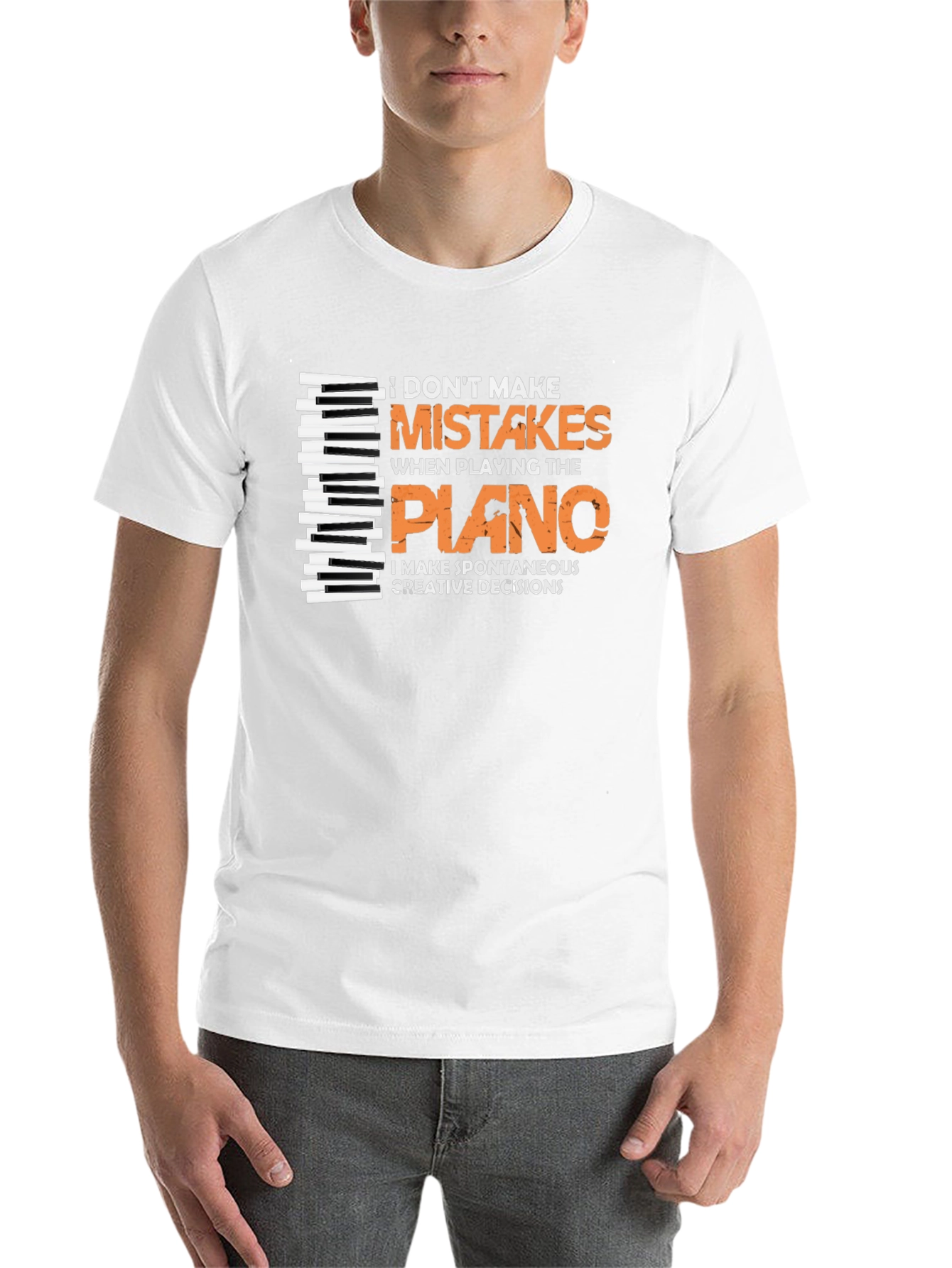 Black Funny Piano Player T-Shirt - I Don't Make Mistakes! view 14