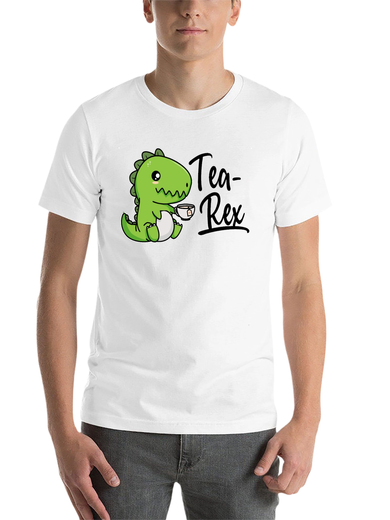 Black Tea Rex T-Shirt - Cute Dinosaur Graphic Tee view 14