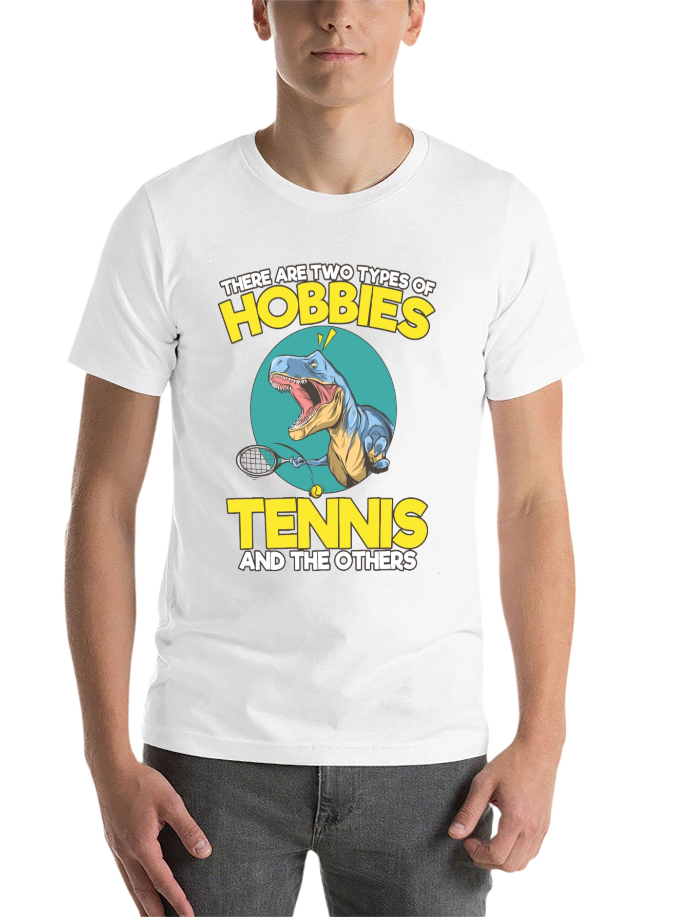 Black Tennis Dinosaur Graphic Tee - Funny Hobby Shirt view 14