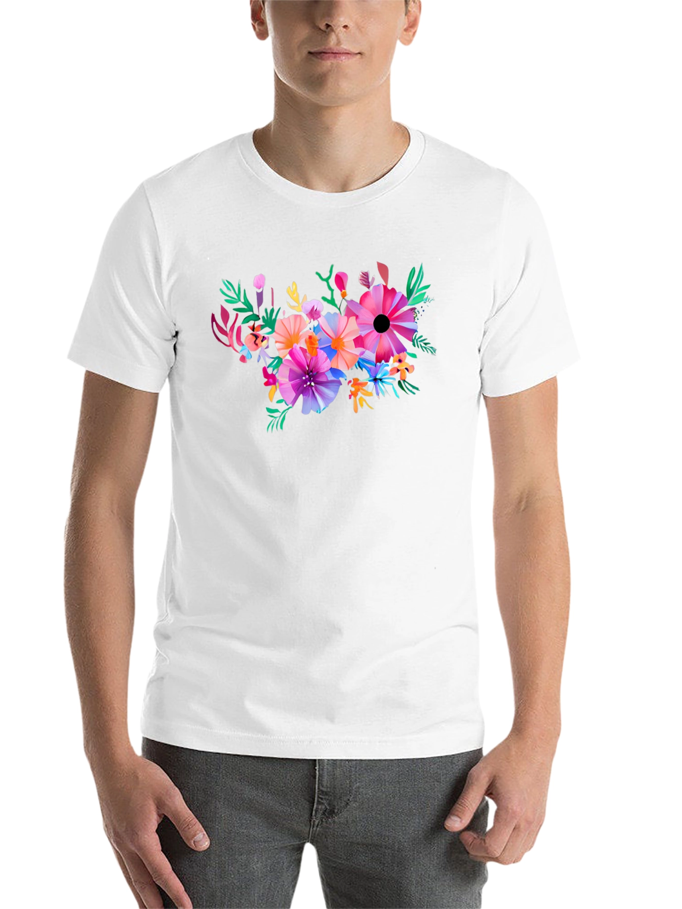 Black Floral Graphic Black T-Shirt view 14