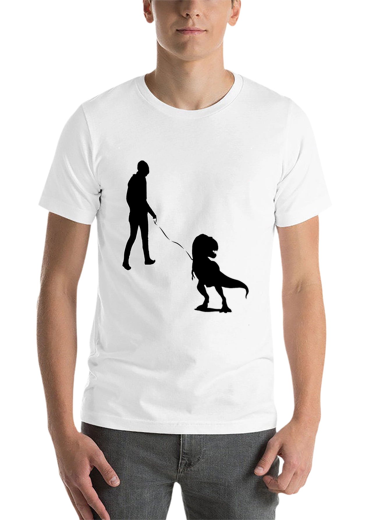 Black Dino Walk T-Shirt - Funny Novelty Tee view 14