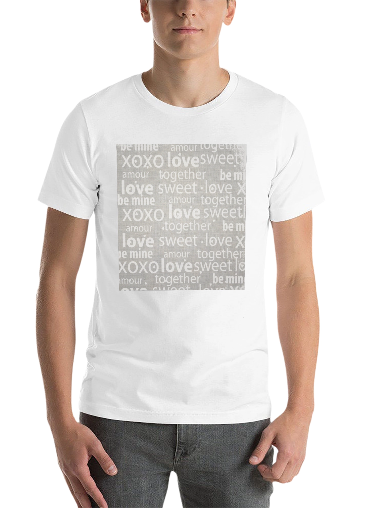 Black Love XOXO Pattern Black T-Shirt view 14