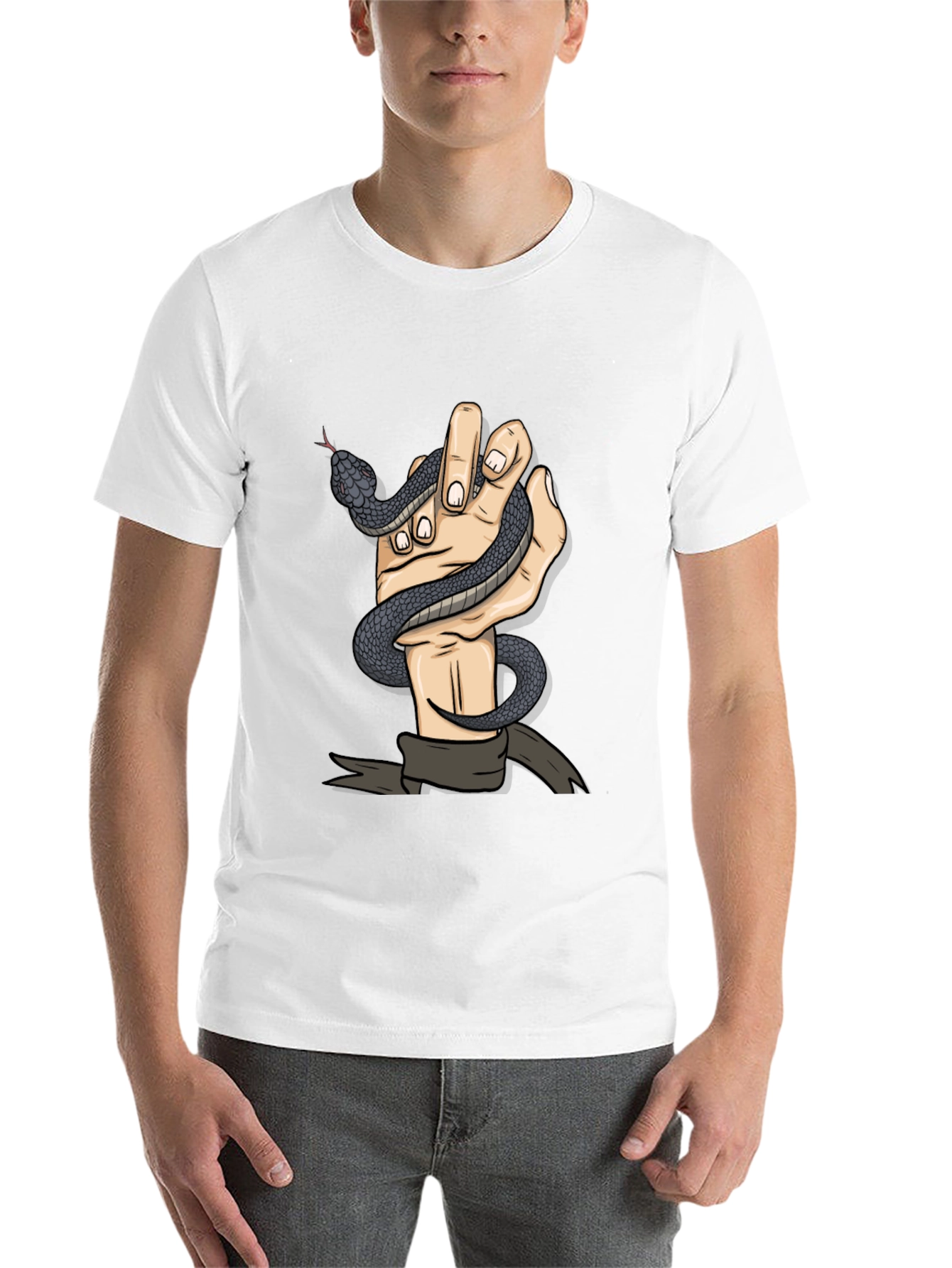 Black Snake Hand Graphic Tee - Men's Black T-Shirt view 14