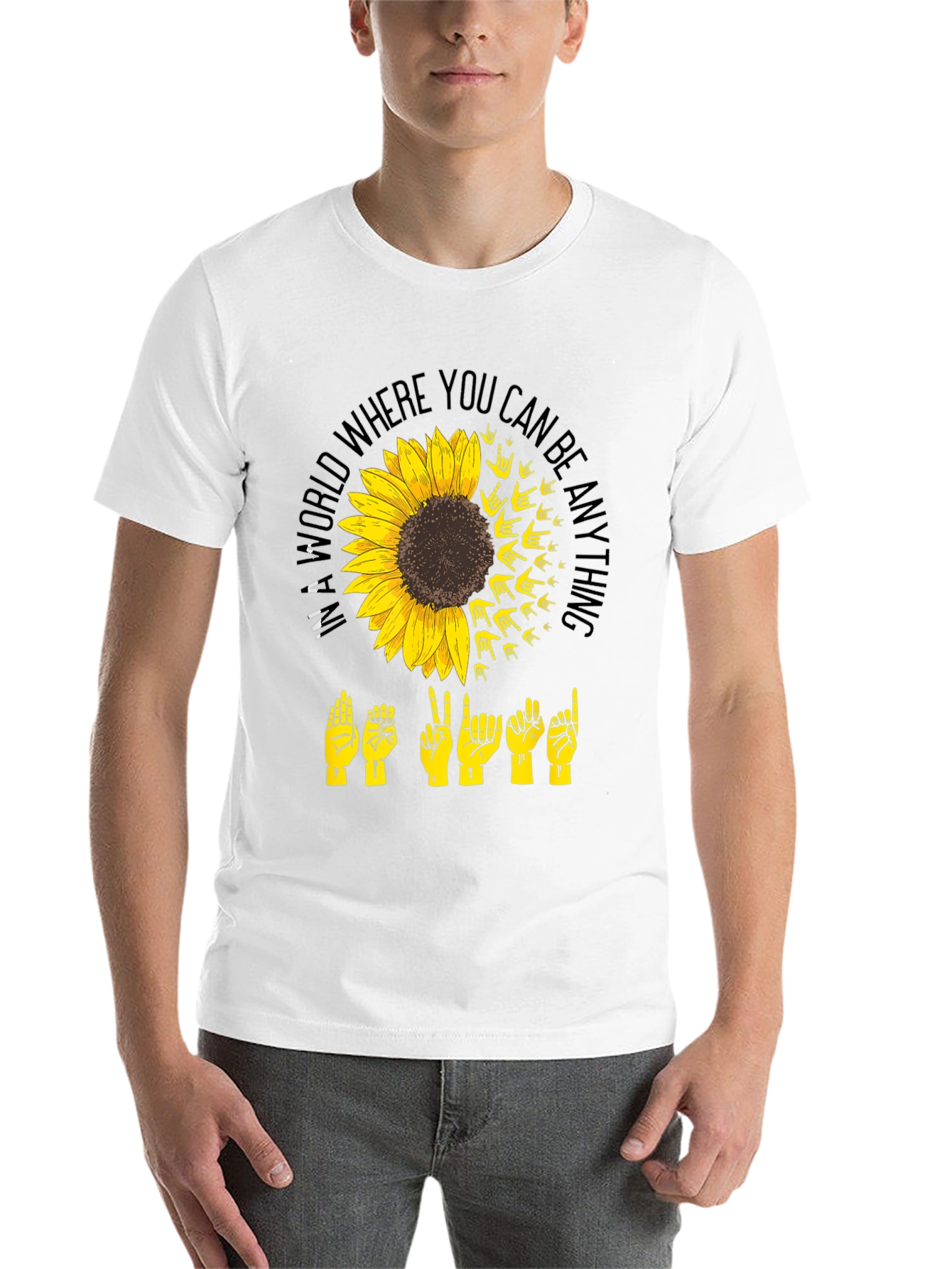 Black Sunflower ASL "Be Kind" Graphic T-Shirt view 14