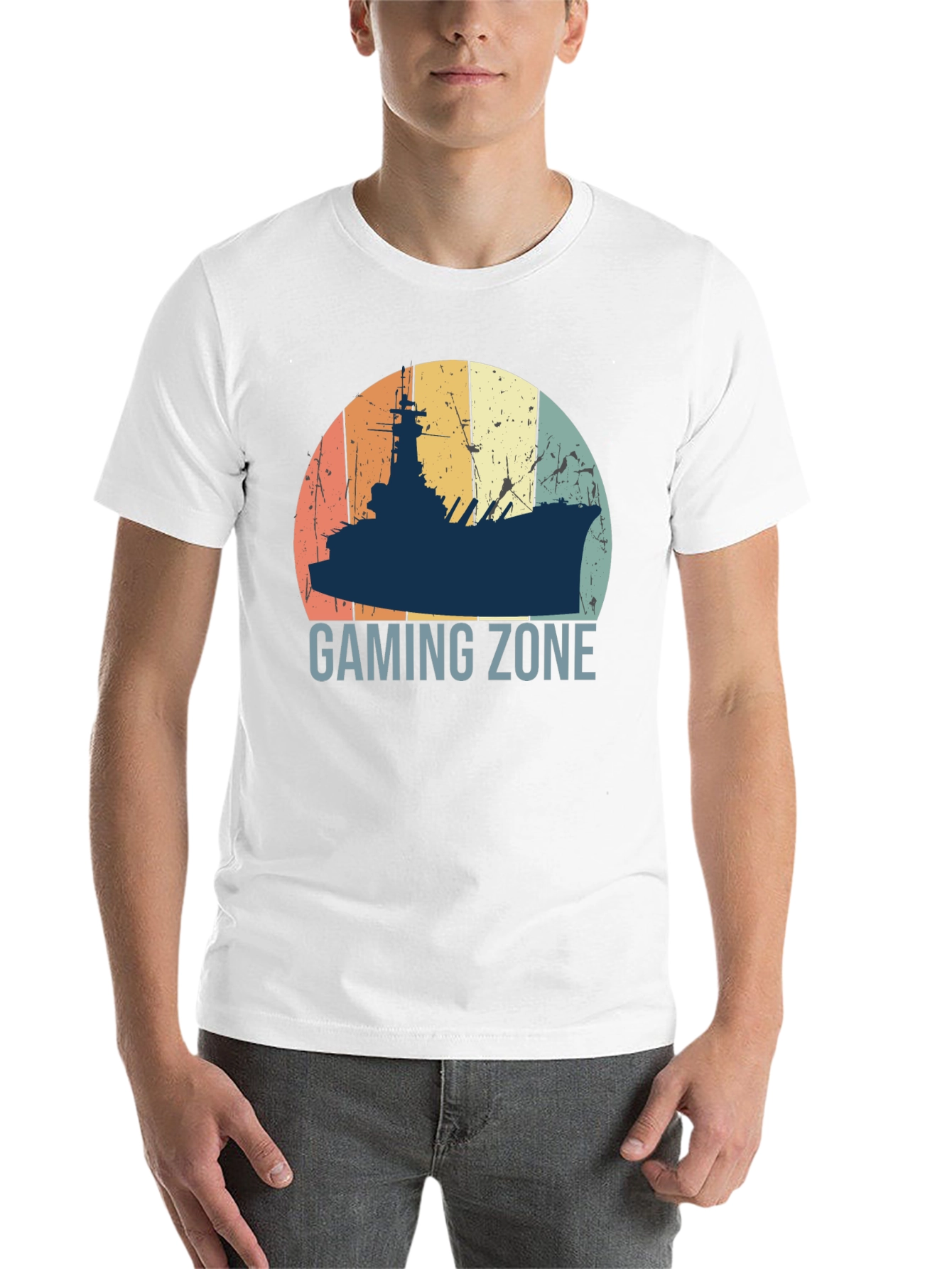 Black Gaming Zone Battleship T-Shirt - Retro Style view 14