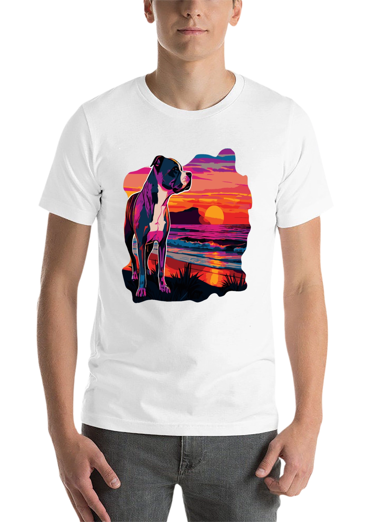 Black Sunset Pitbull Graphic Tee - Cool Dog Lover Shirt view 14