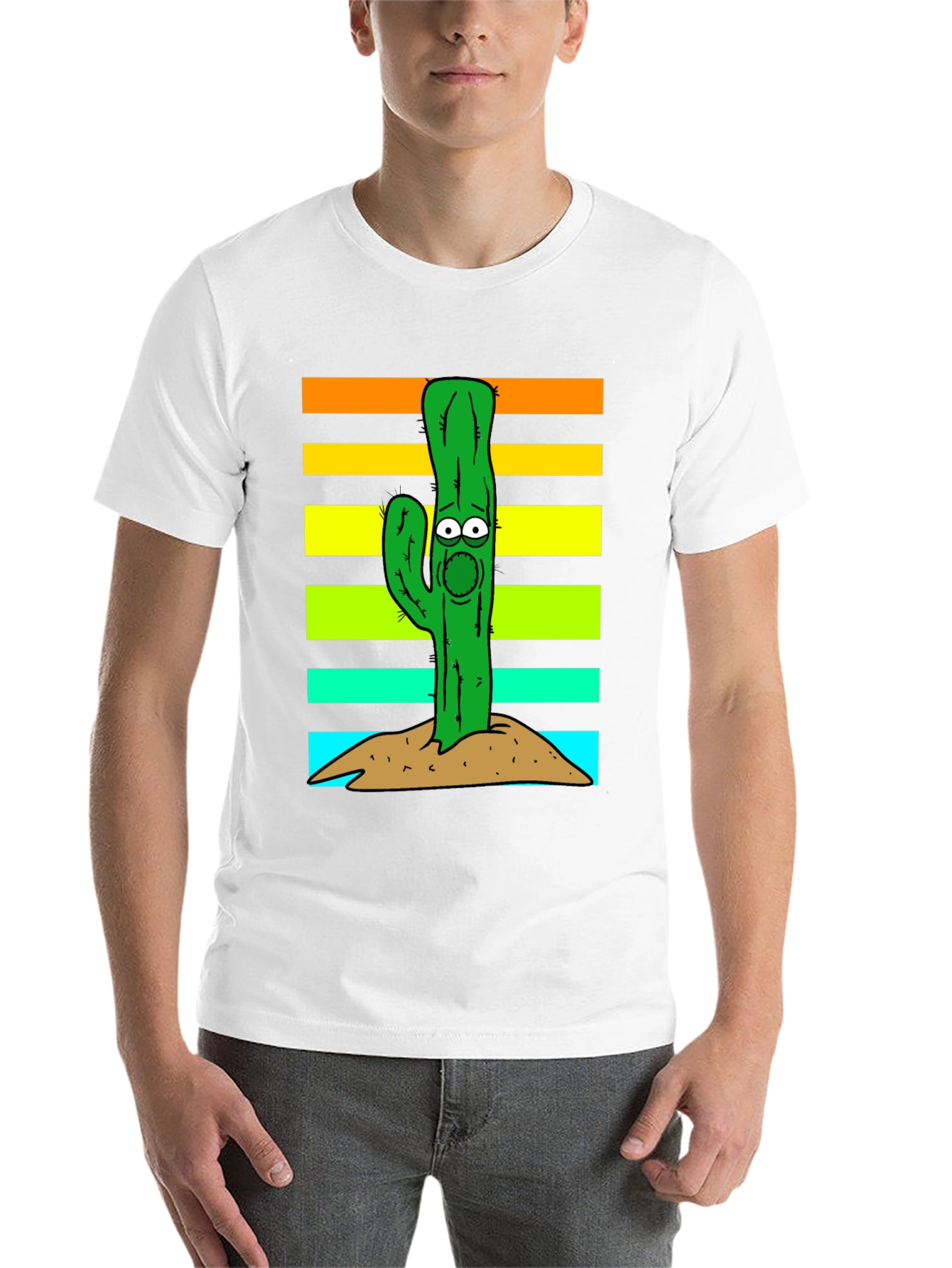 Black Cartoon Cactus Graphic T-Shirt view 14