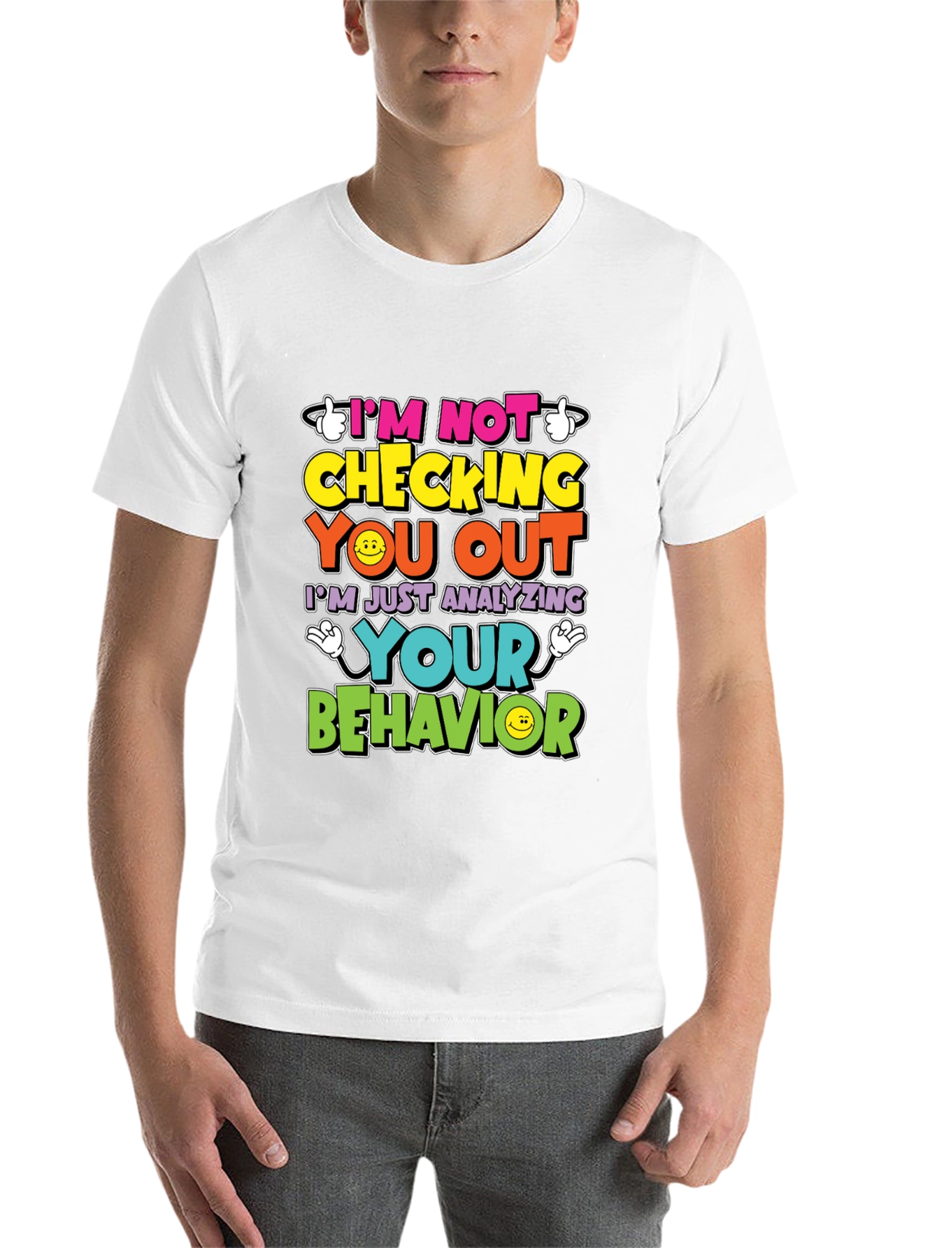 Black Funny Psychology T-Shirt - I'm Not Checking You Out view 14