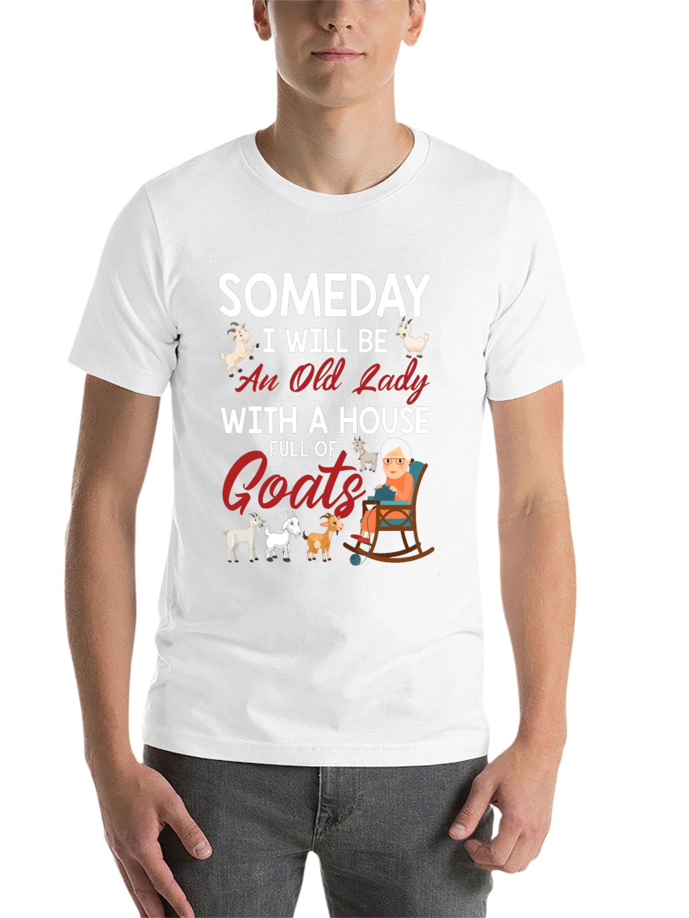 Black Someday Old Lady with Goats T-Shirt view 14