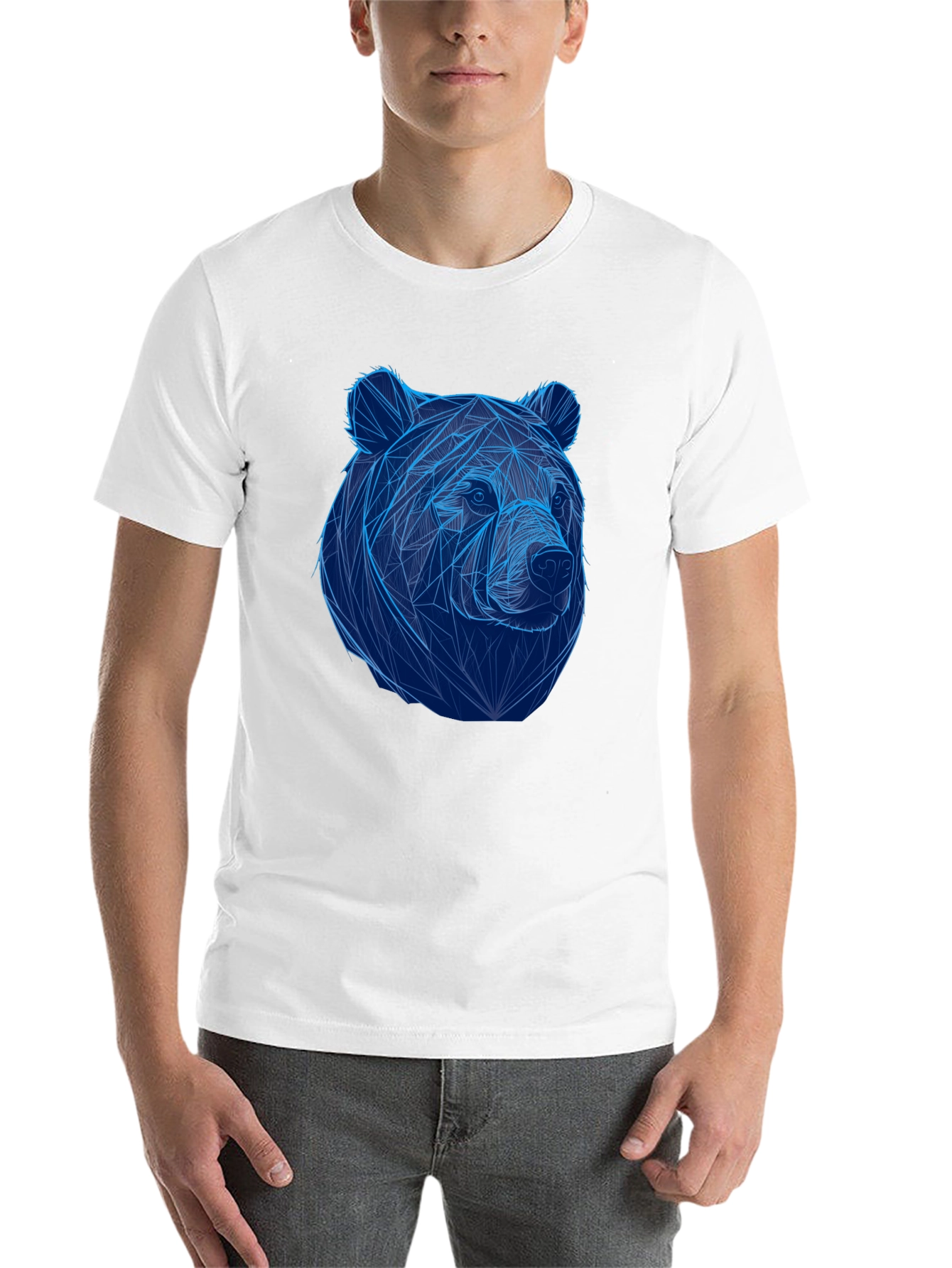 Black Geometric Bear Graphic Tee - Cool Animal Design view 14
