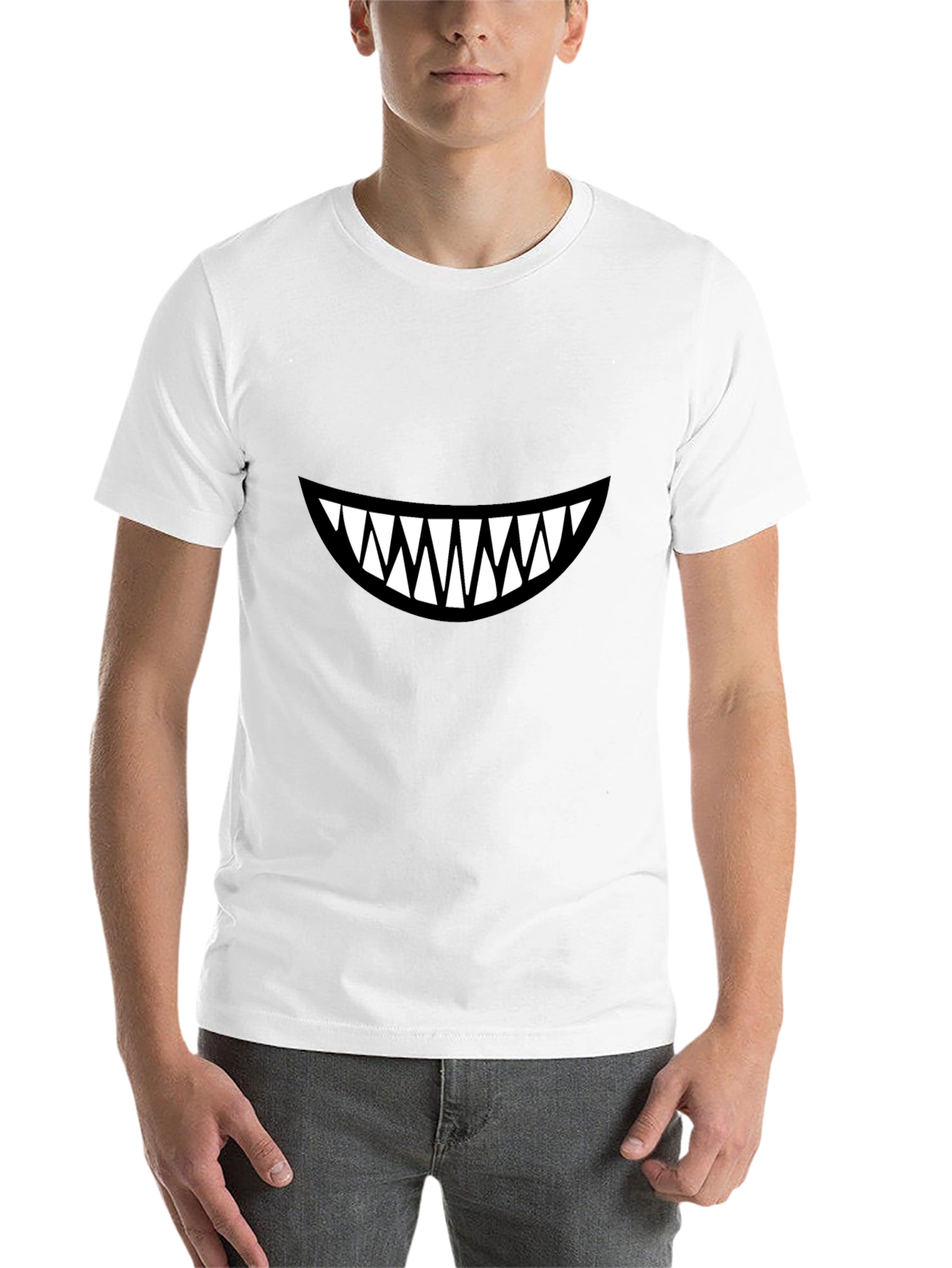 Black Grinning Teeth Graphic Black T-Shirt view 14