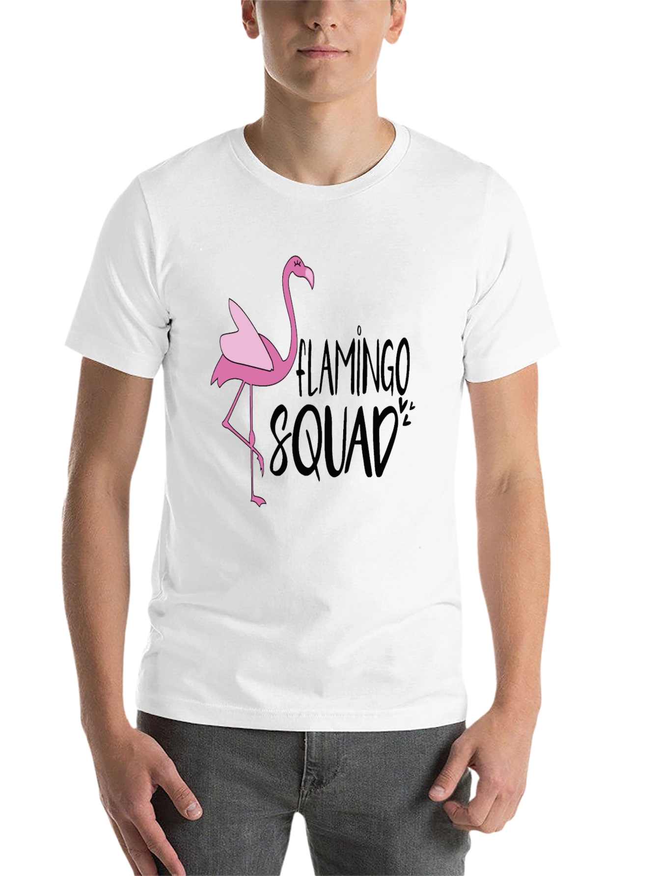 Flamingo Squad Graphic T-Shirt - Black Casual Tee - 14