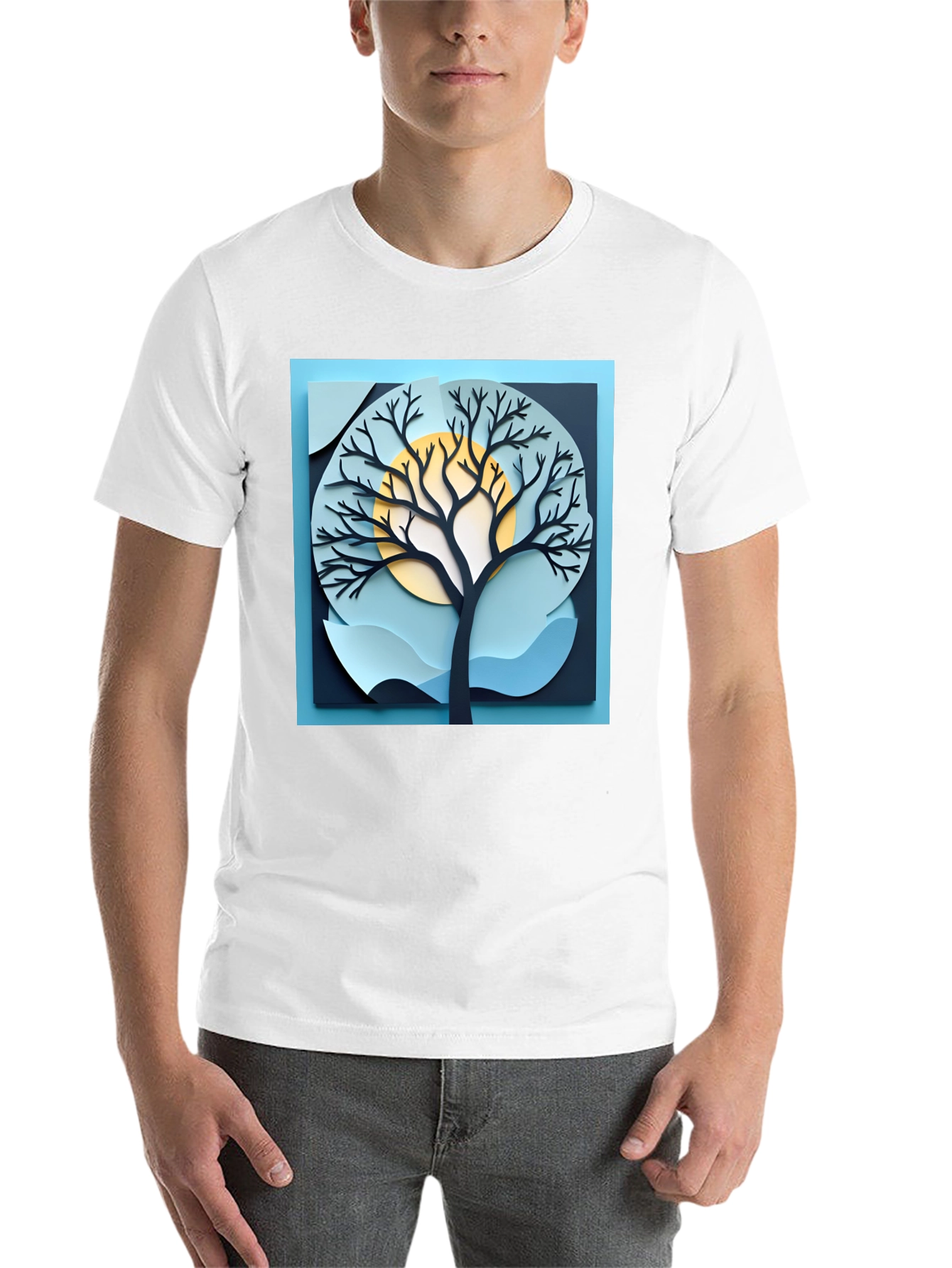 Black Stylish Tree Graphic Black T-Shirt view 14