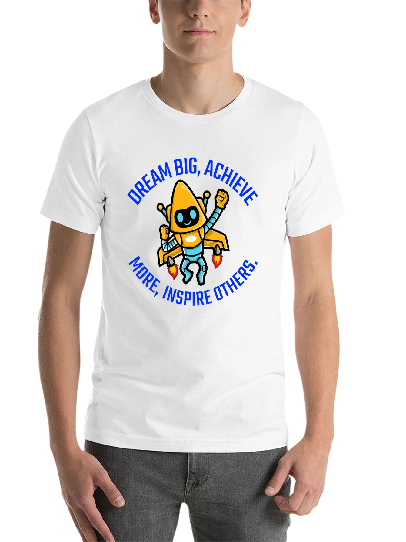 Dream Big Graphic Tee - Motivational Robot Shirt - 14