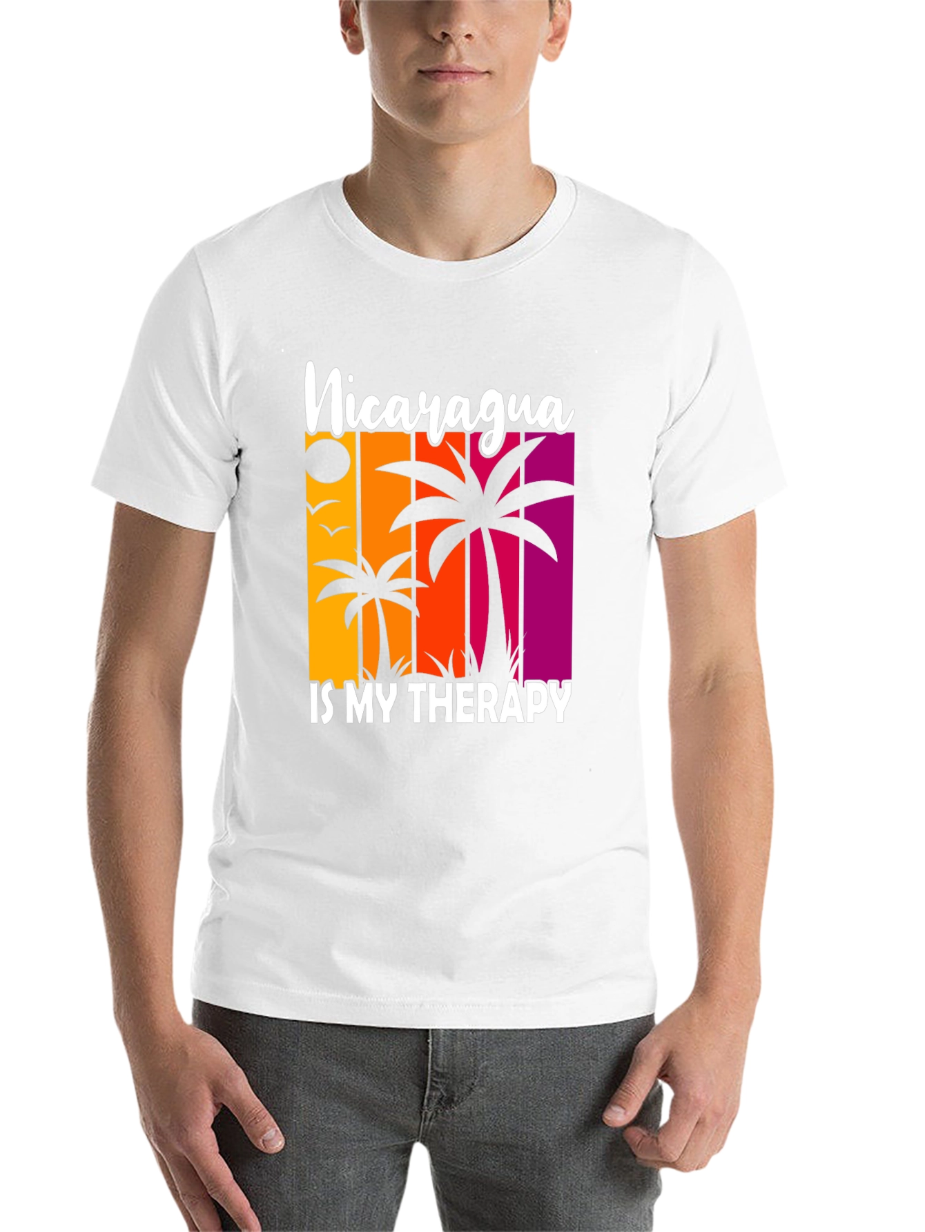Black Nicaragua Therapy Graphic Tee, Tropical Palm Shirt view 14