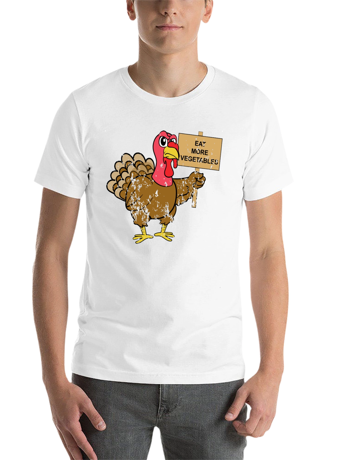 Black Eat More Vegetables Turkey Graphic T-Shirt view 14