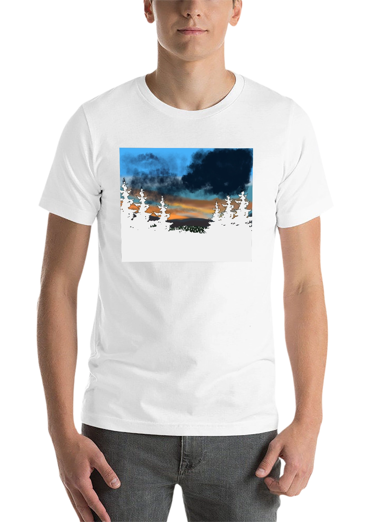 Black Nature Scene Graphic Print Black T-Shirt view 14