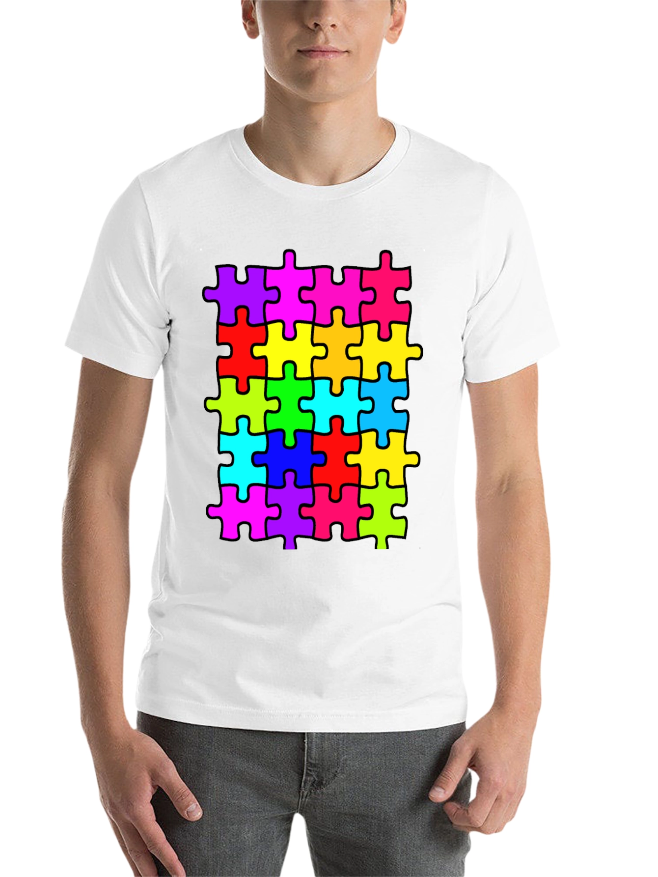 Black Puzzle Piece T-Shirt - Autism Awareness Tee view 14
