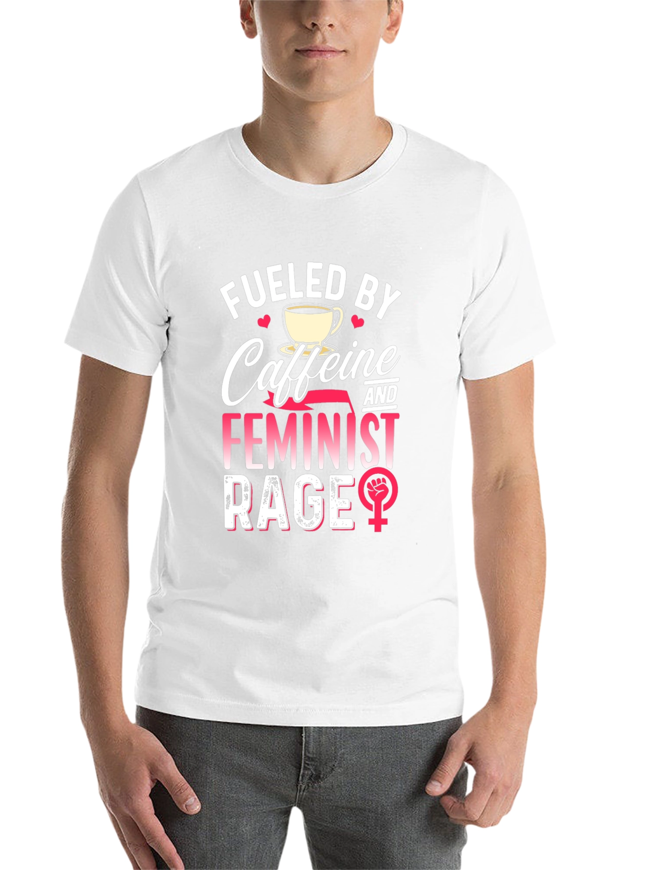 Black Fueled By Caffeine Feminist Rage Graphic Tee view 14