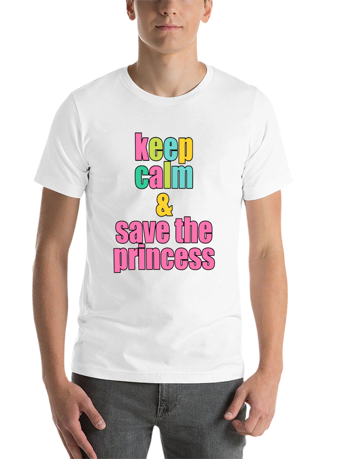 Black Keep Calm & Save the Princess Graphic T-Shirt view 14