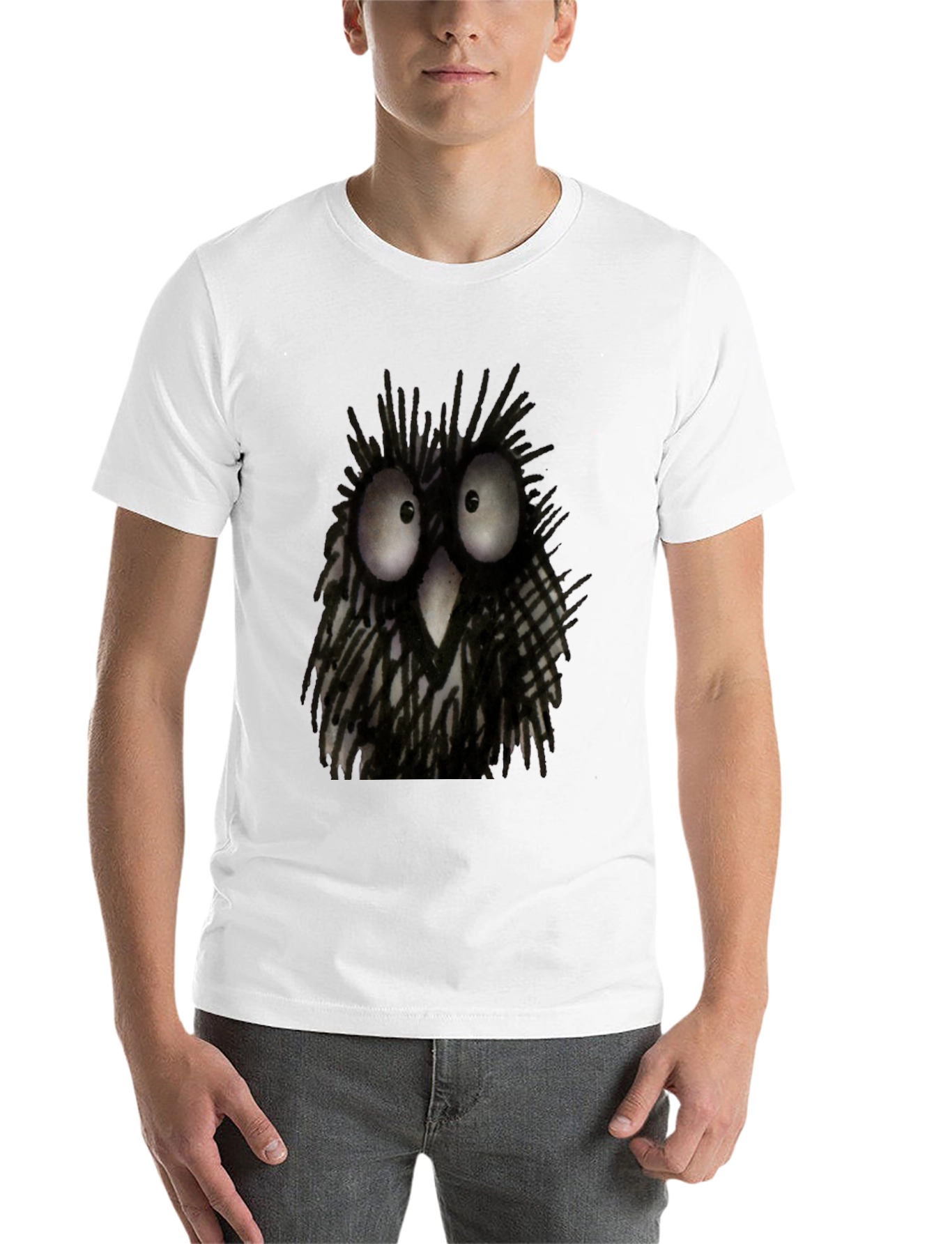 Black Whimsical Owl Graphic Tee - Black Unisex T-Shirt view 14